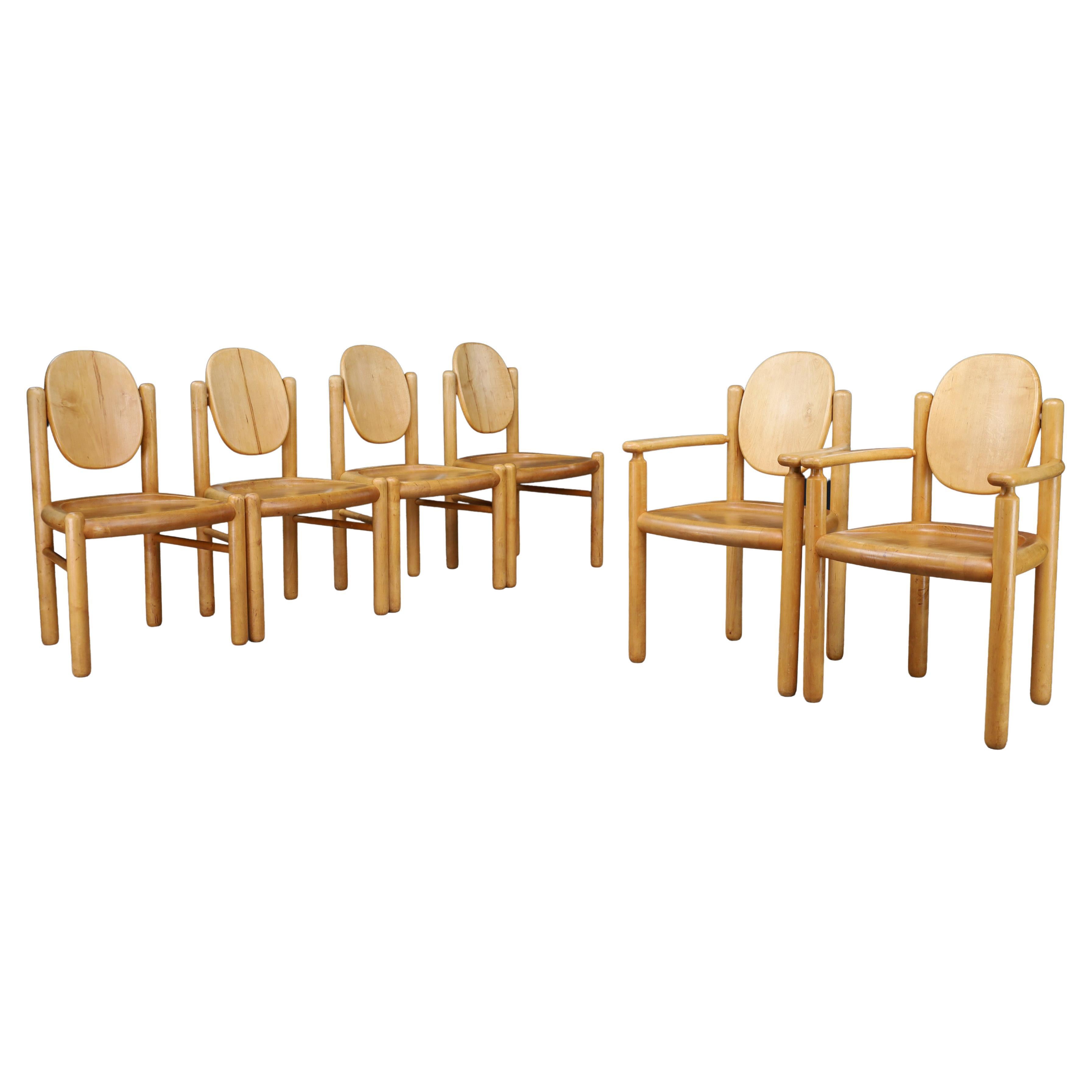 Ensemble de 6 chaises de salle à manger modernes danoises en hêtre sculpté par Vamdrup Stolefabrik