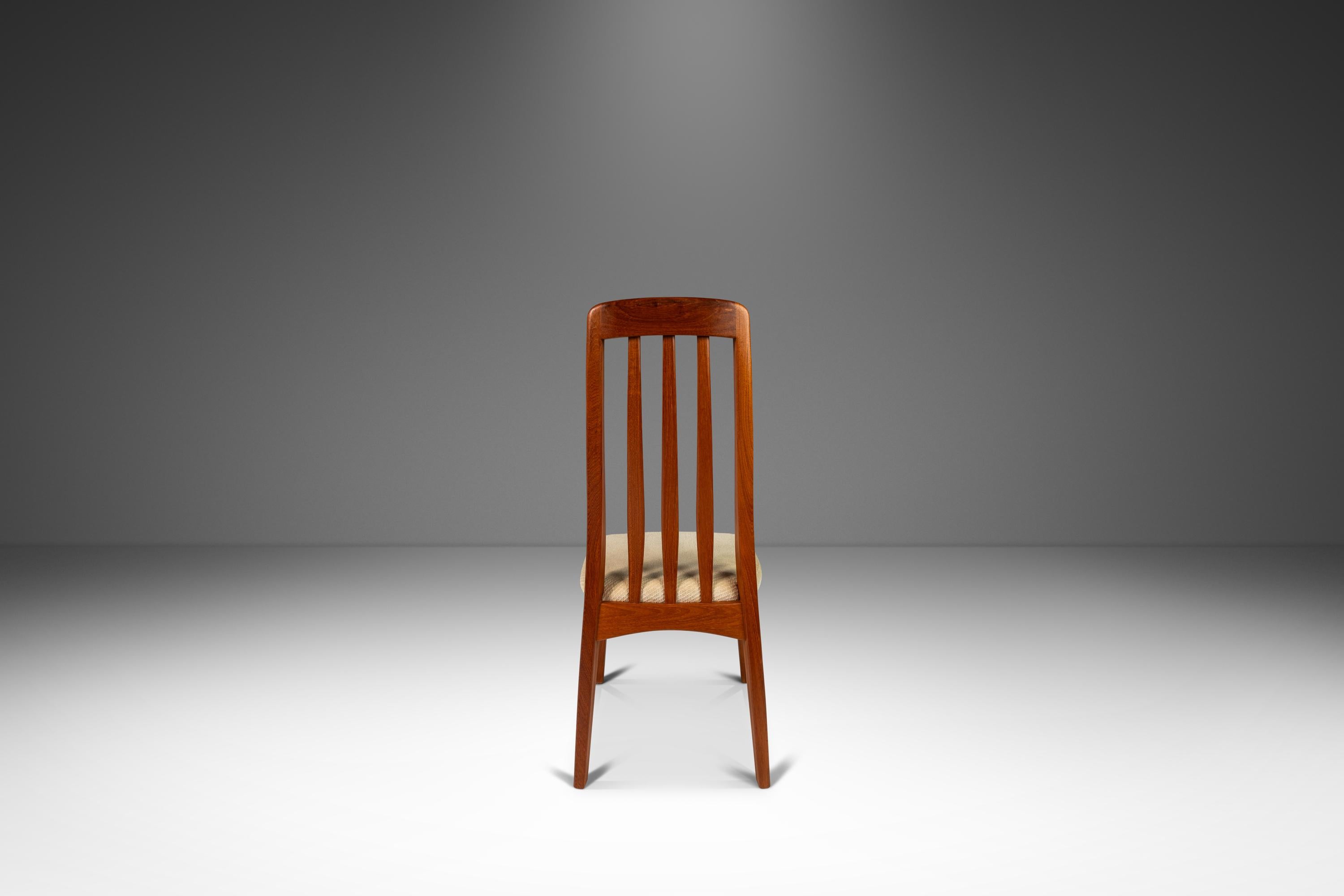 Fabric Set of 6 Danish Modern Teak Dining Chairs by Benny Linden, Thailand, c. 1970's
