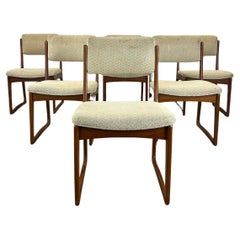Set of 6 Danish Modern Teak Dining Chairs with Sled Legs