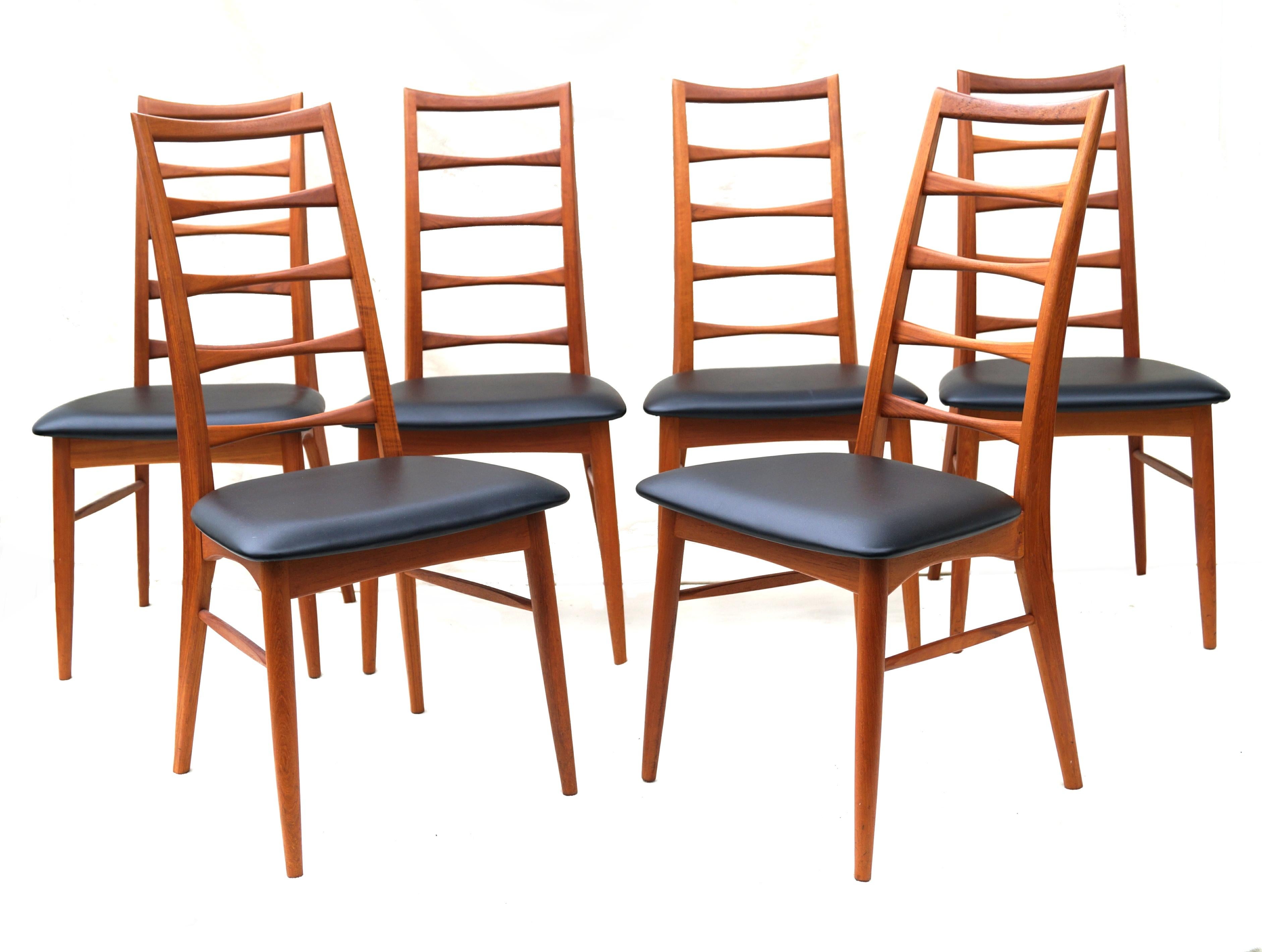 Set of 6 Danish modern teak ladder back Niels Koefoed dining chairs Koefoeds Hornslet.