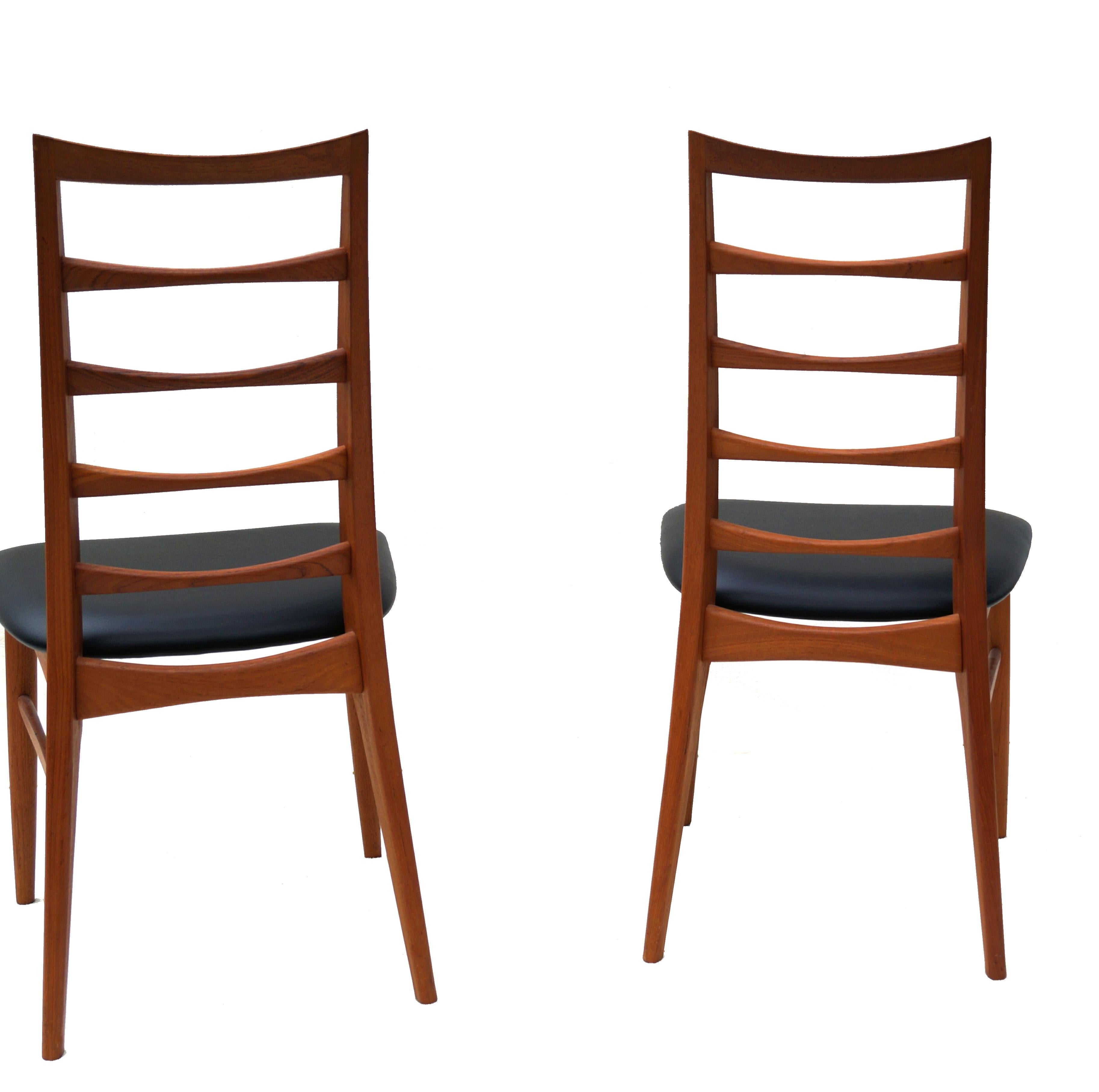 Set of 6 Danish Modern Teak Ladder Back Niels Koefoeds Dining Chairs Hornslet In Good Condition In Wayne, NJ
