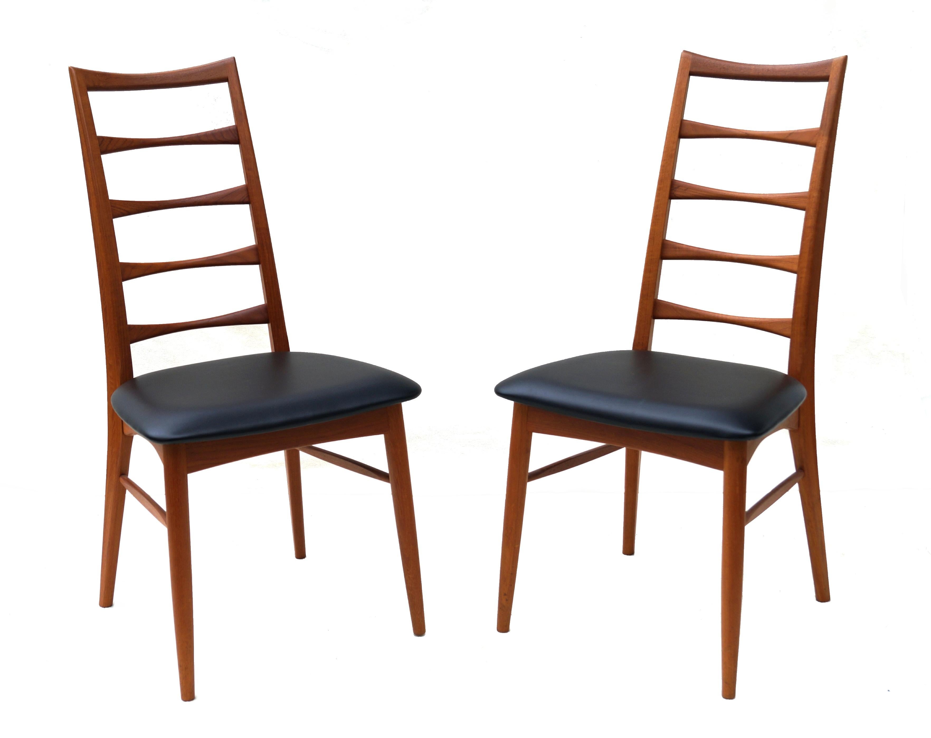 Set of 6 Danish Modern Teak Ladder Back Niels Koefoeds Dining Chairs Hornslet 1