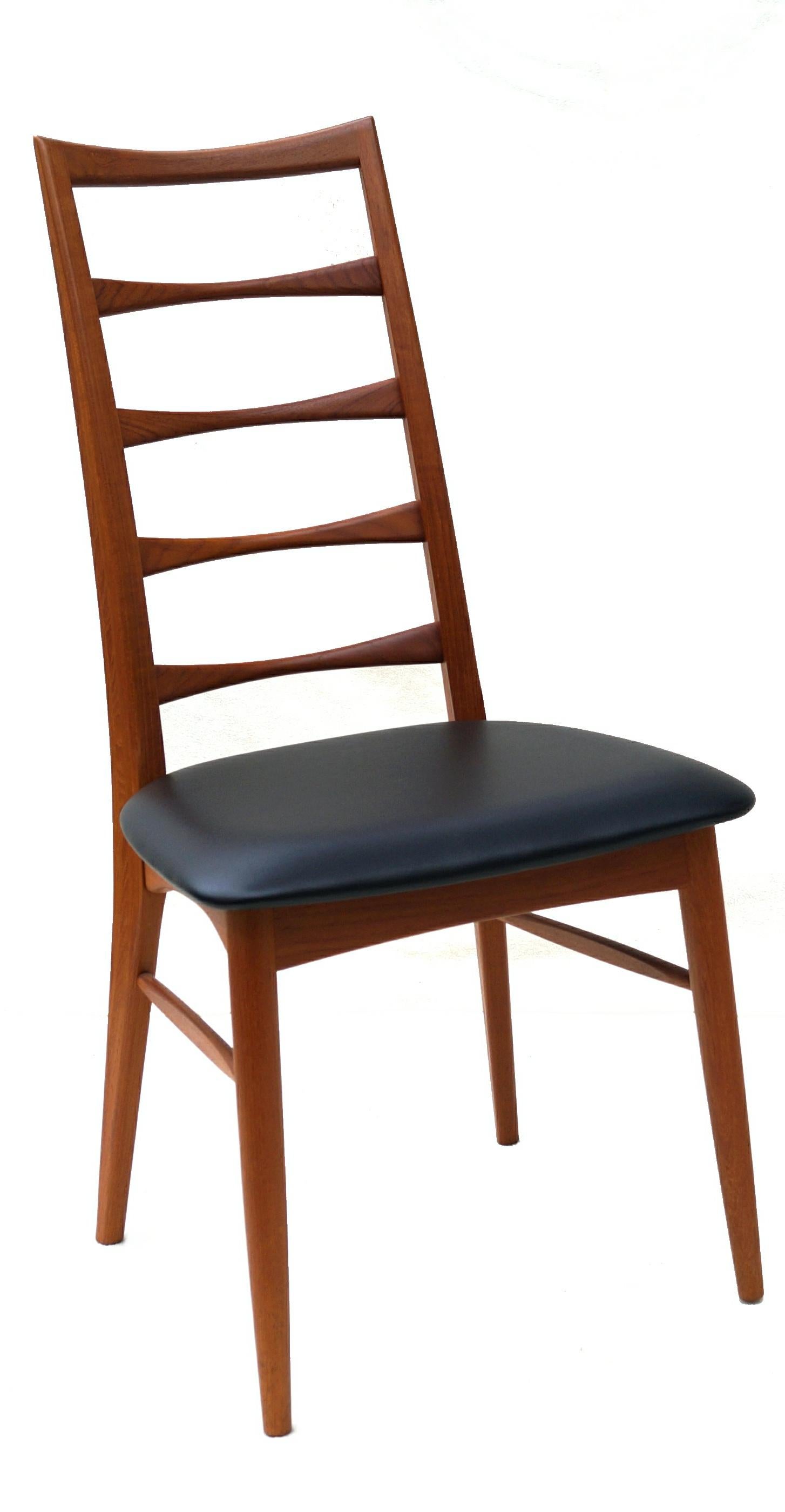 Set of 6 Danish Modern Teak Ladder Back Niels Koefoeds Dining Chairs Hornslet 2