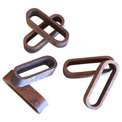 Set of 6 Danish Modern Walnut Napkin Rings