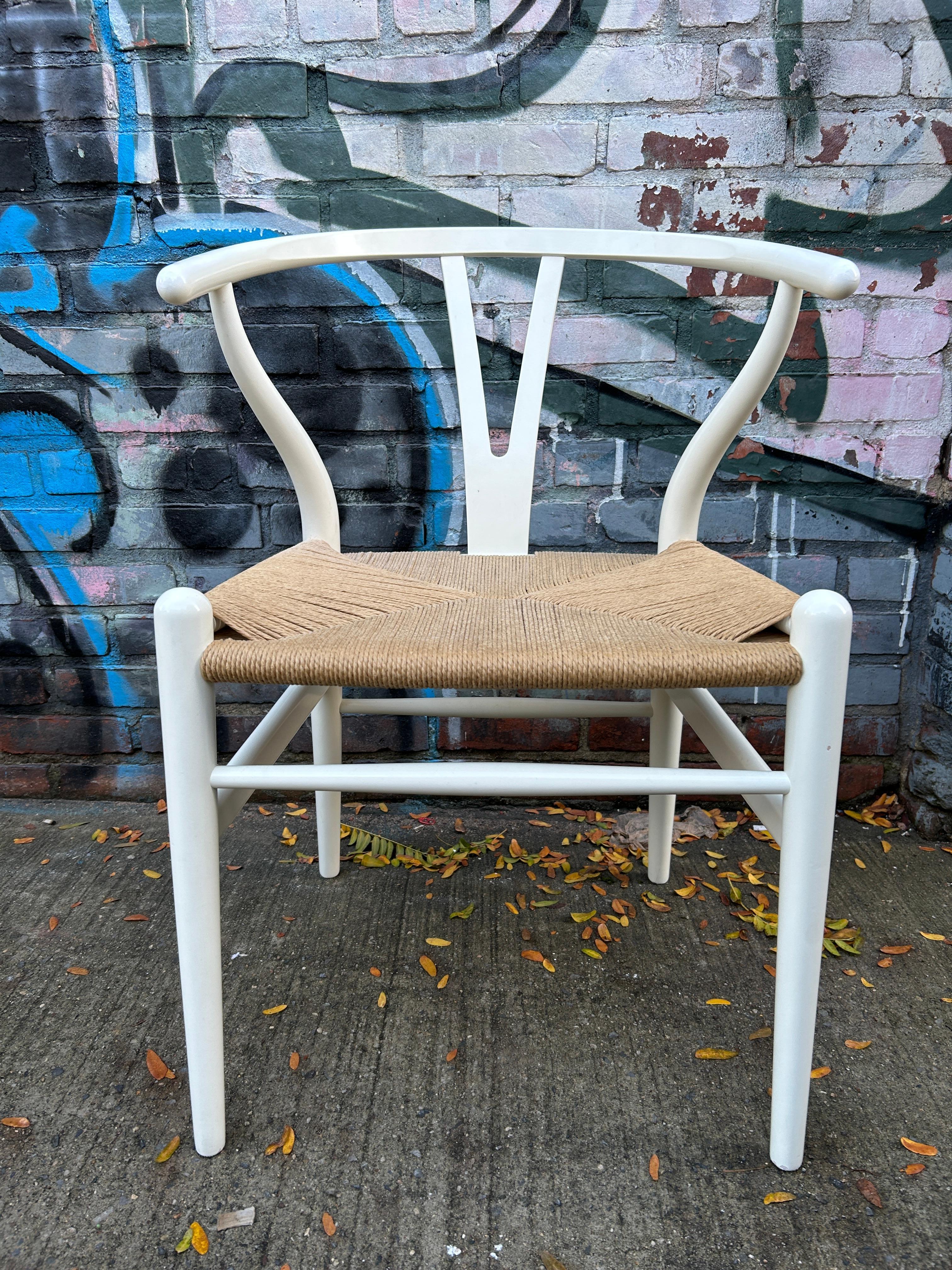 Danish Set of ‘6’ danish modern white wishbone chairs by Hans J Wegner