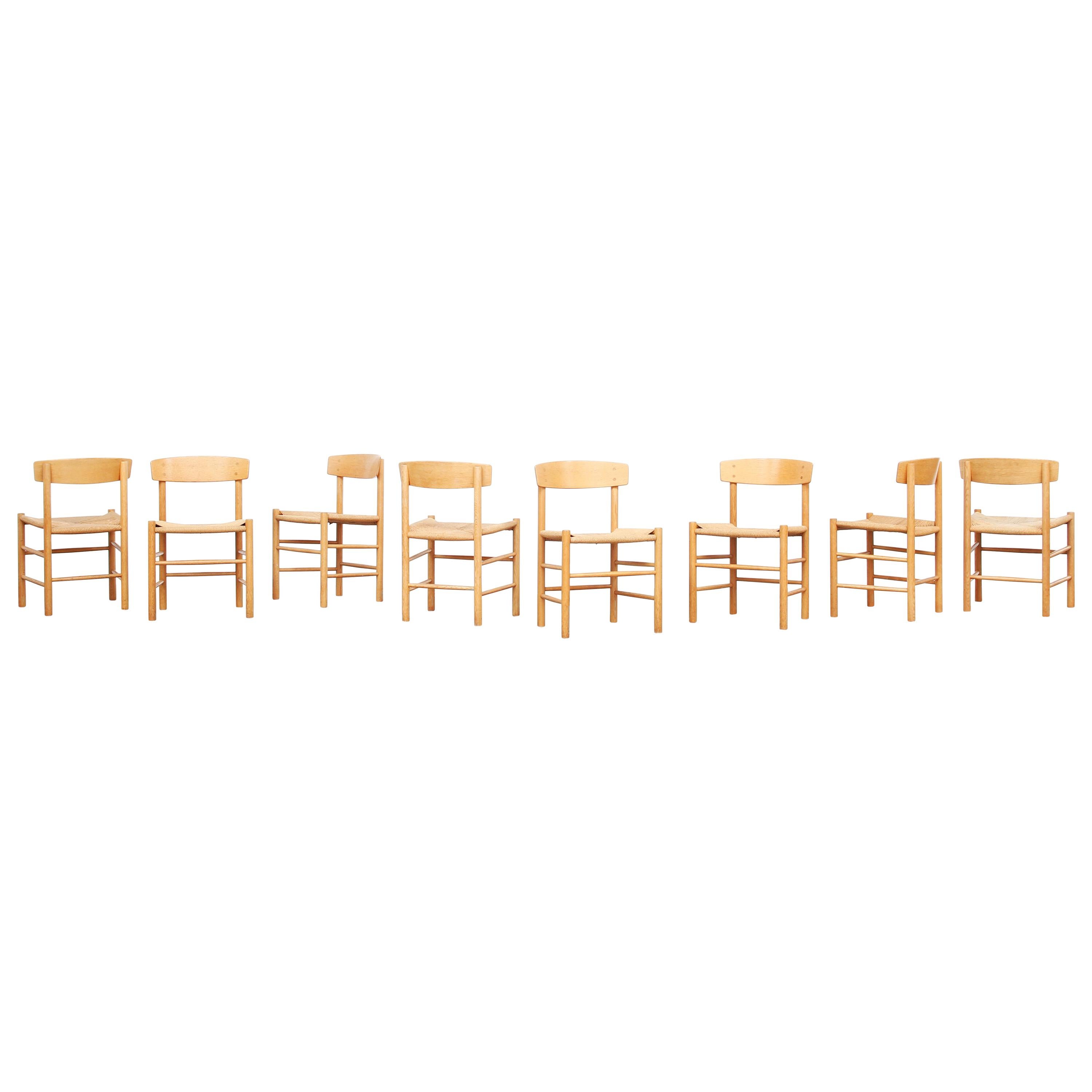Ensemble de 6 chaises à manger en chêne danois par Børge Mogensen pour Fredericia J39, Danemark