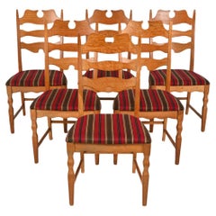Retro Set of '6' Danish Oak "Razorblade" Chairs by Henning Kjærnulf for EG Møbel