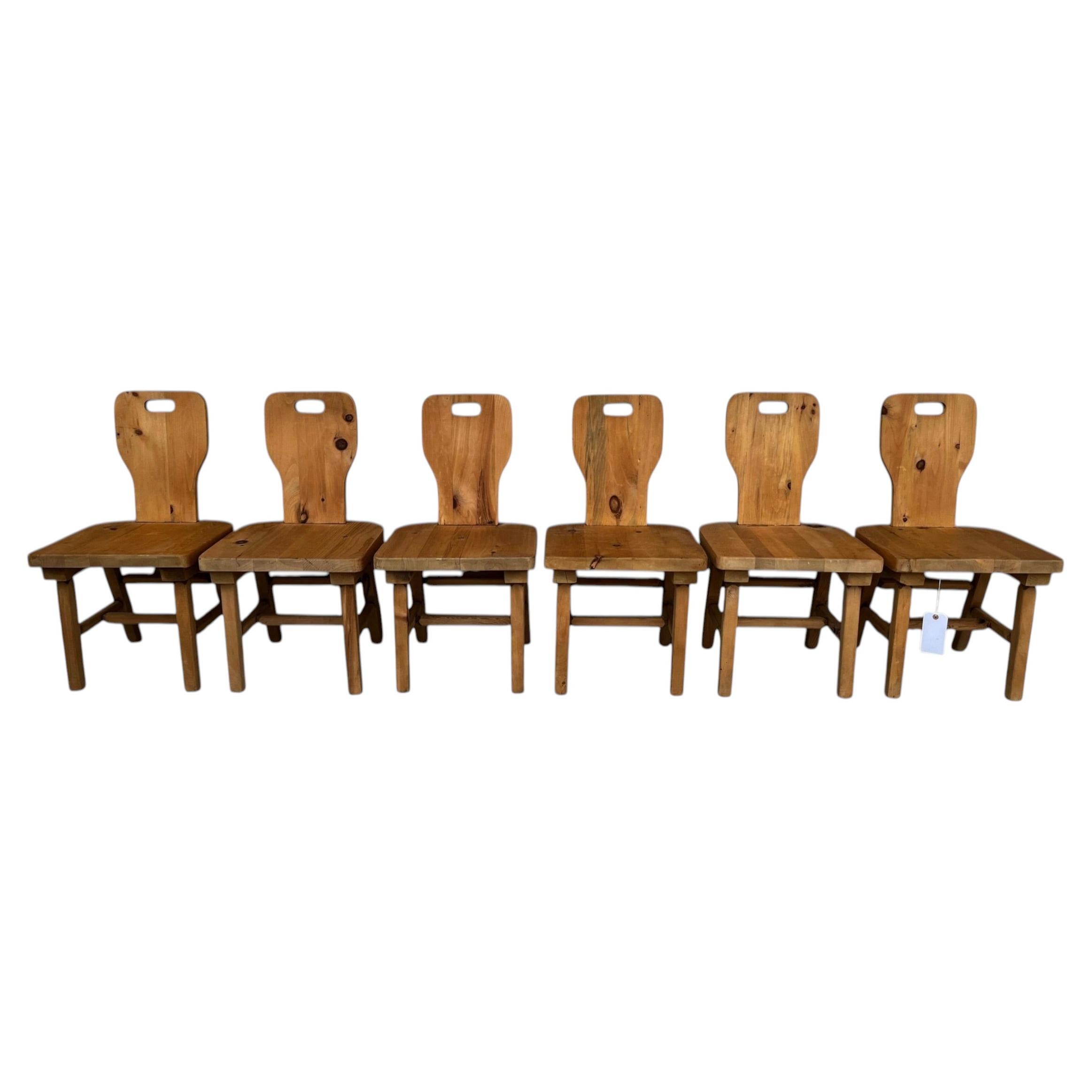 Ensemble de 6 chaises de salle à manger en pin danois
