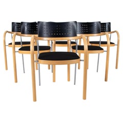 Set of 6 Danish Post Modern Beech Bentwood dining chairs by Magnus Olesen