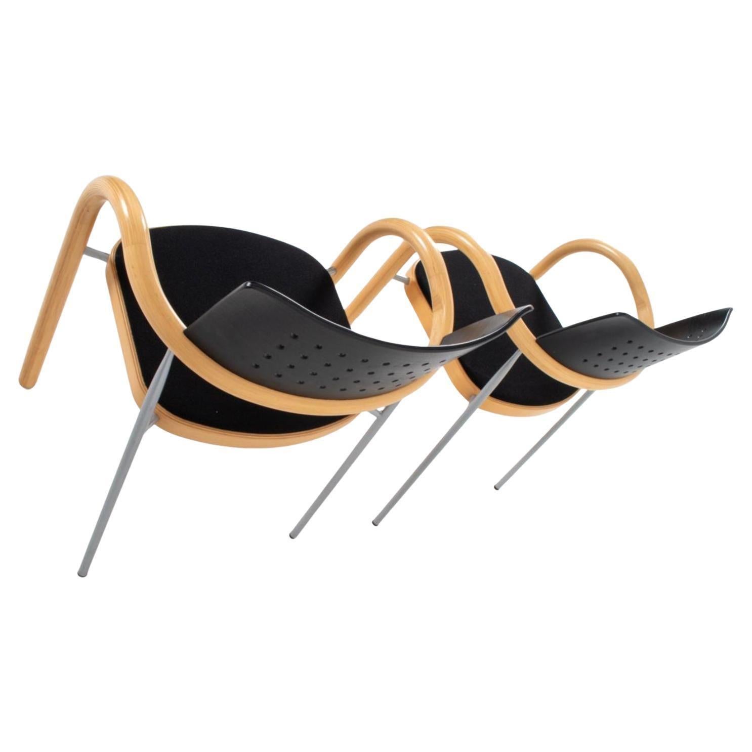 Falegnameria Set di 6 sedie da pranzo postmoderne danesi in Beeche Bentwood di Magnus Olesen in vendita