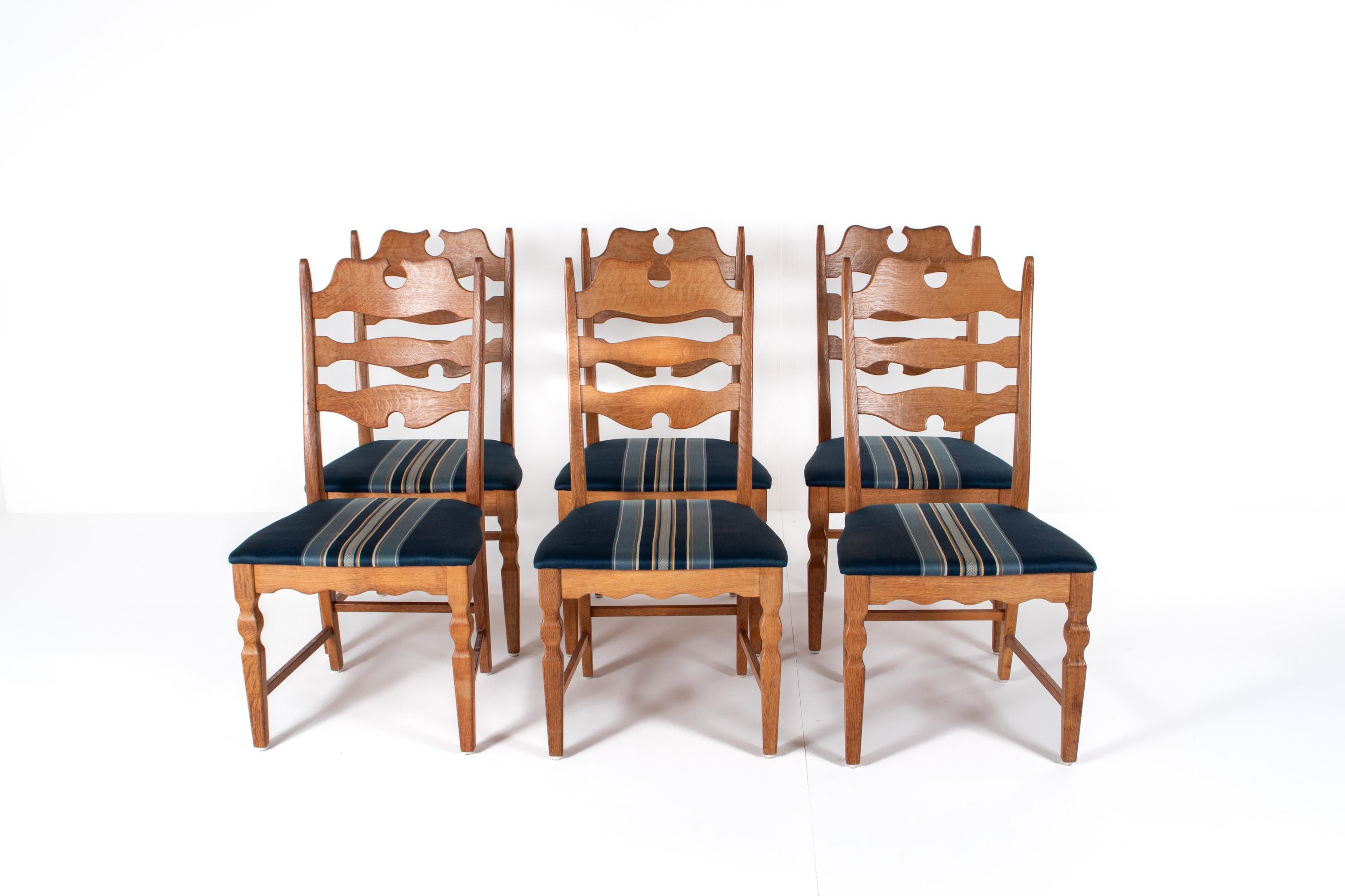 Set of 6 Danish Razorblade Dining Chairs by Henning Kjærnulf, 1970s (Moderne der Mitte des Jahrhunderts) im Angebot