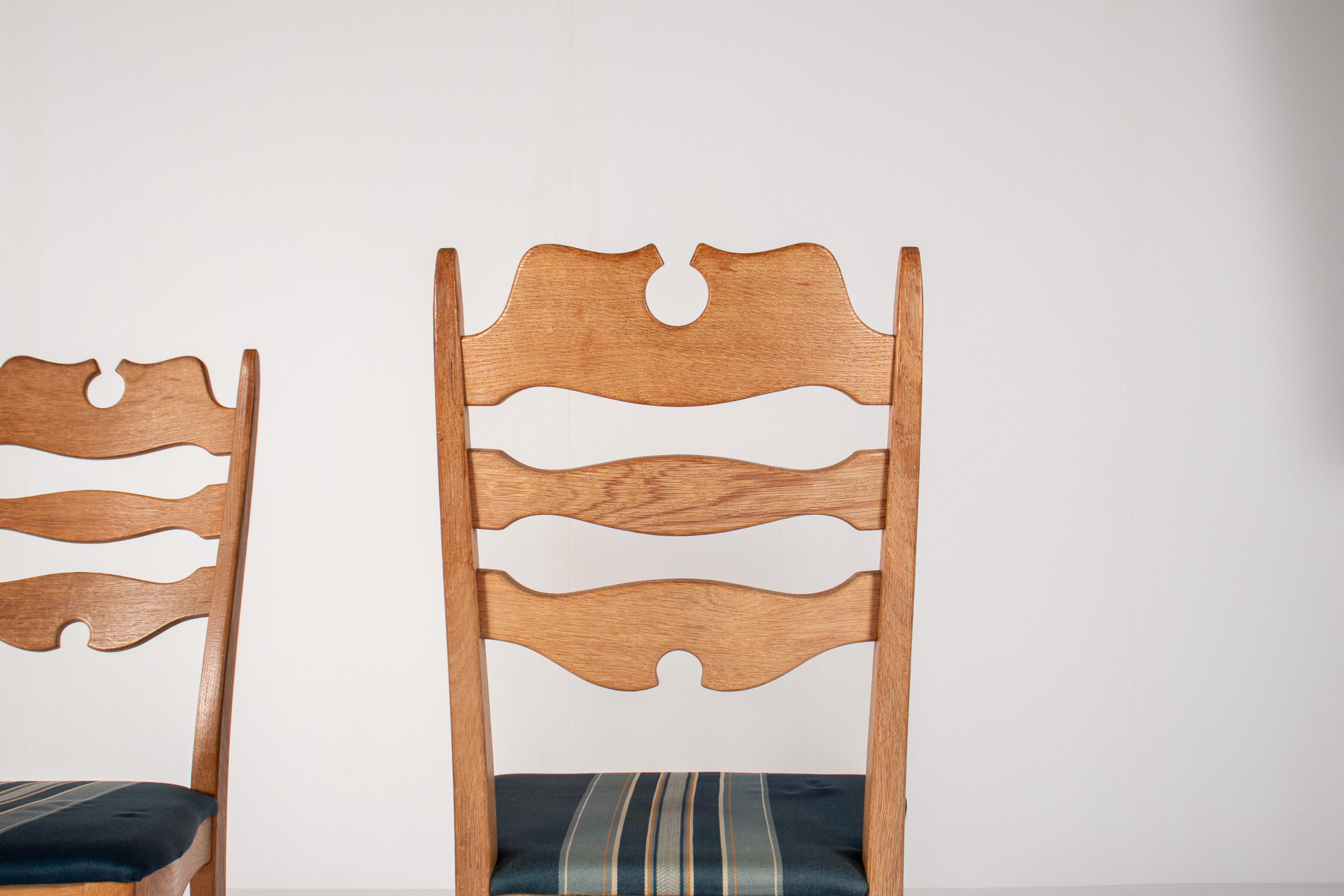 Set of 6 Danish Razorblade Dining Chairs by Henning Kjærnulf, 1970s (Textil) im Angebot