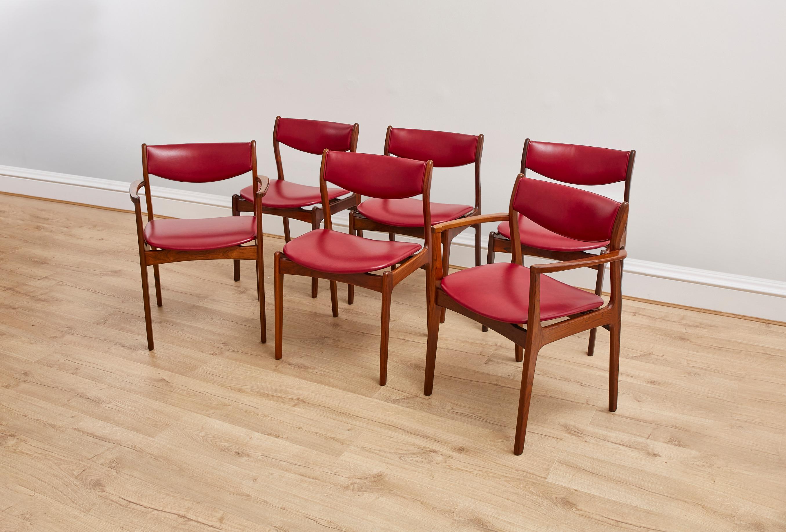 Mid-Century Modern Set of 6 Danish Rosewood Dining Chairs, 1960s