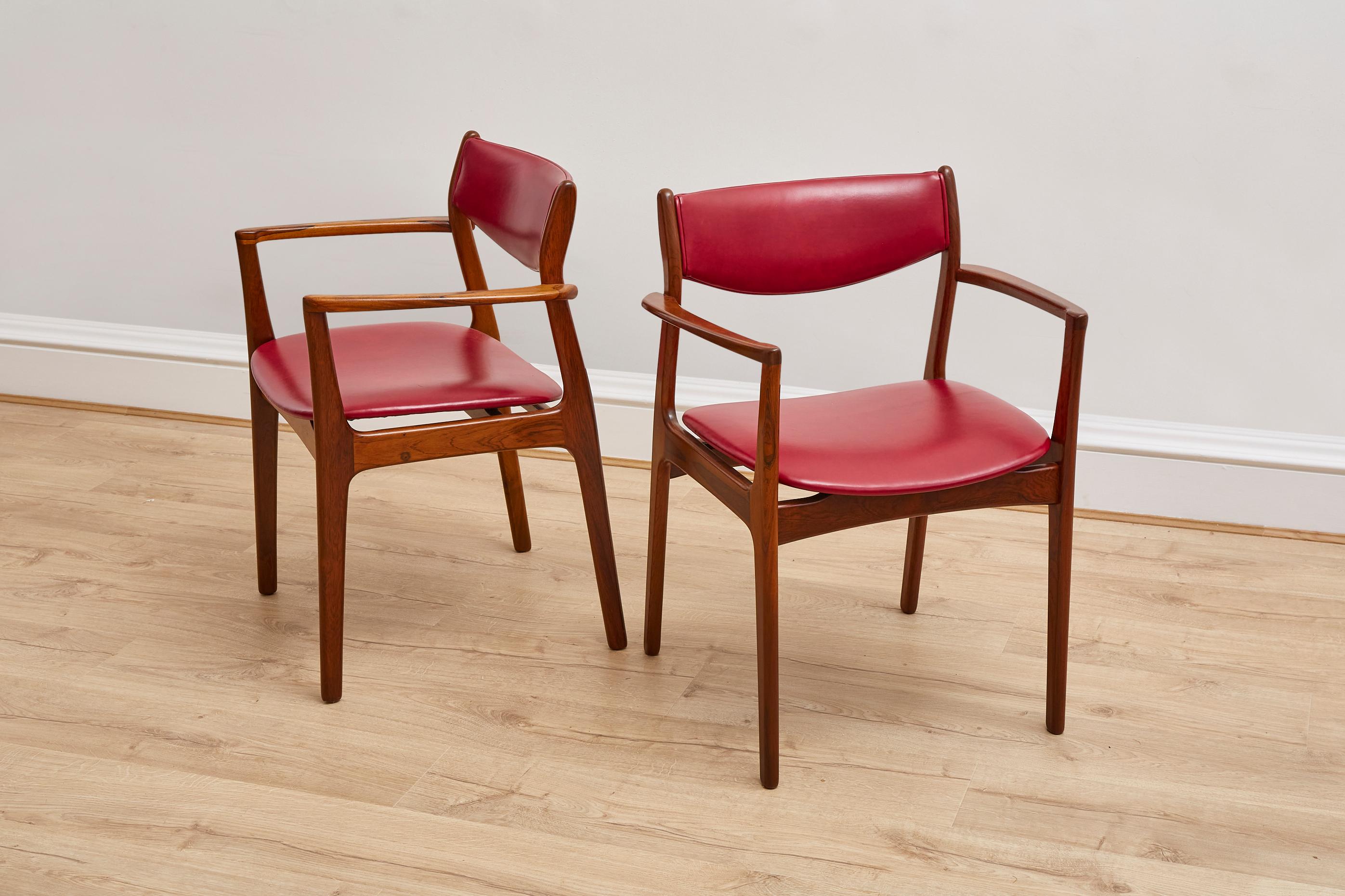 20ième siècle Ensemble de 6 chaises à manger danoises en palissandre, années 1960