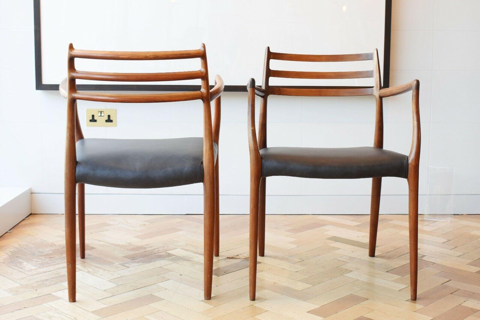 Mid-20th Century Set of 6 Danish Rosewood Dining Chairs by Niels Otto Moller 78s, 1950s