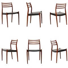 Set of 6 Danish Rosewood Model 78 Dining Chairs by Niels Moller