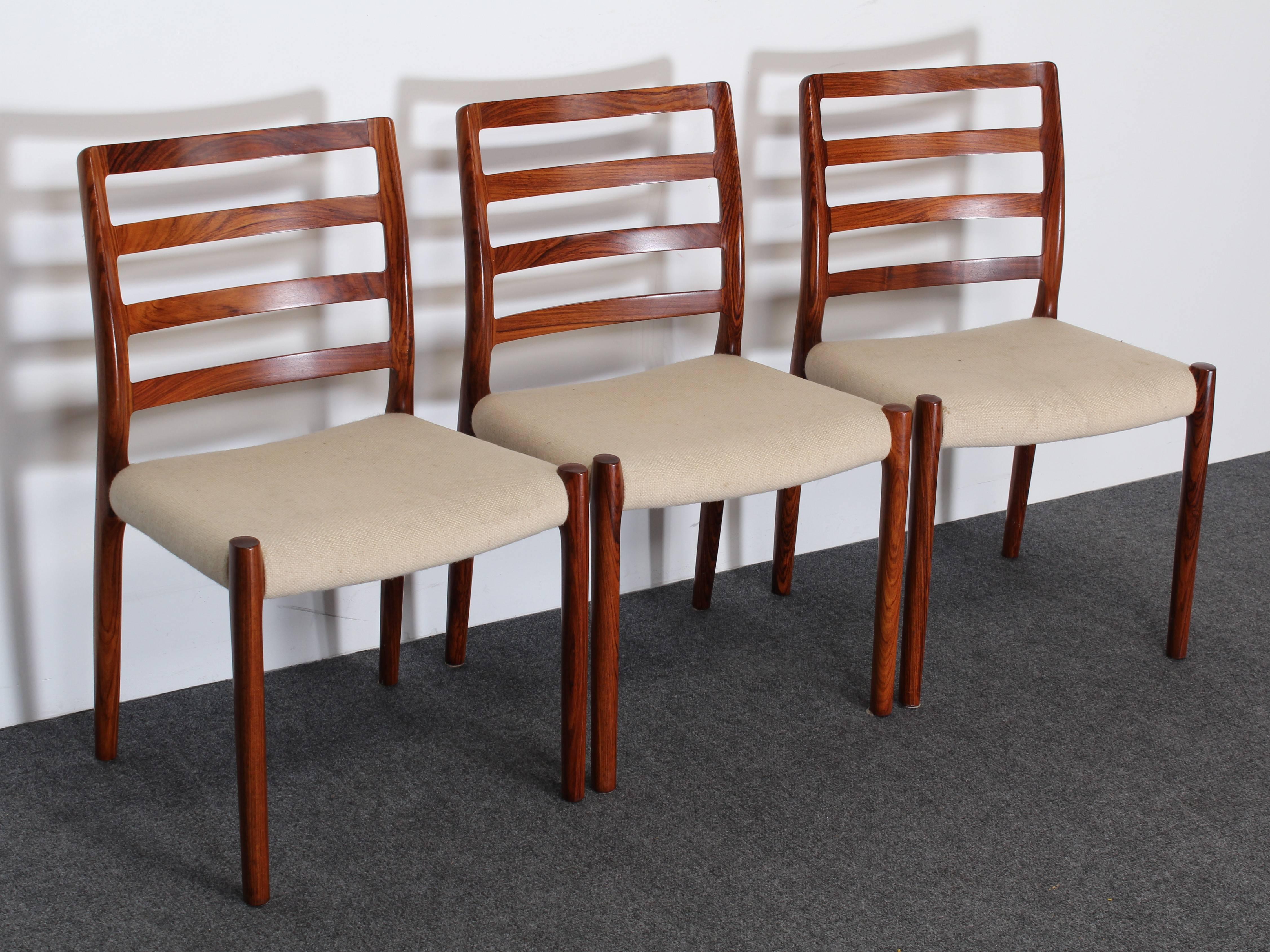 Late 20th Century Set of Six Danish Rosewood Niels O. Moller Chairs No 85, 1980s