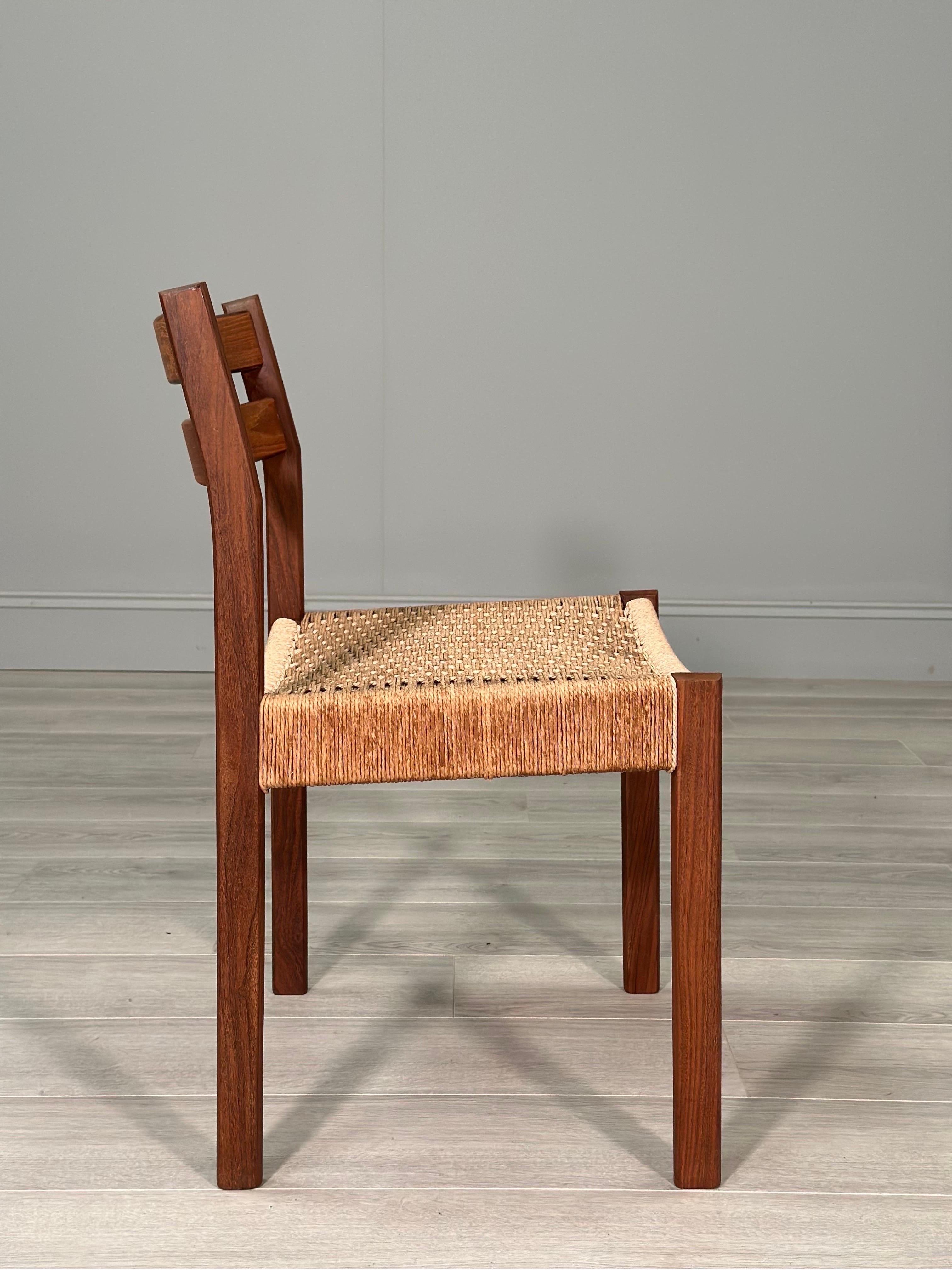 Set of 6 Danish Teak And Paper Cord Dining Chairs Designed By Arne Hovmand Olsen 1