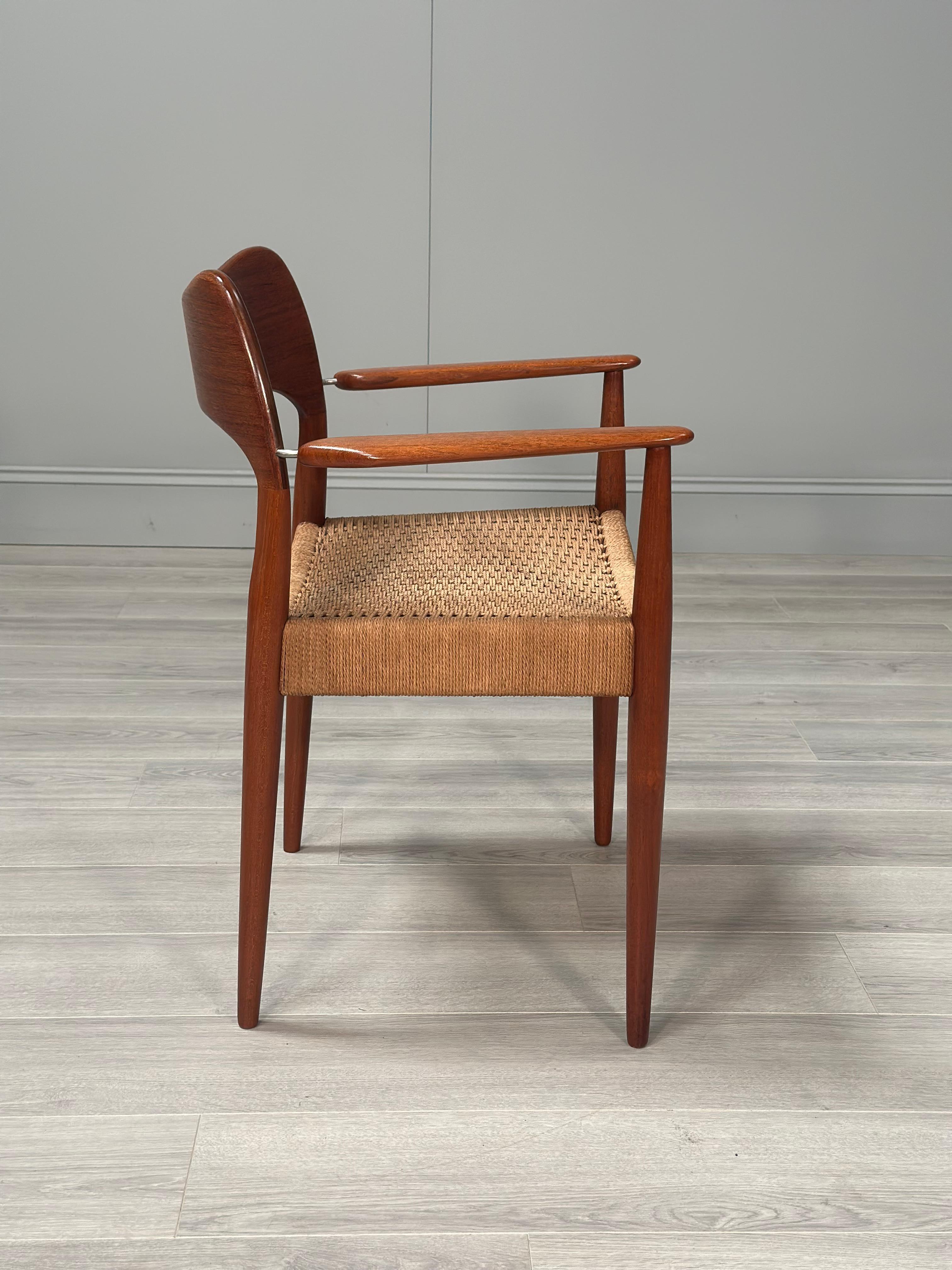 Set of 6 Danish Teak And Paper Cord Dining Chairs Designed By Arne Hovmand Olsen 1