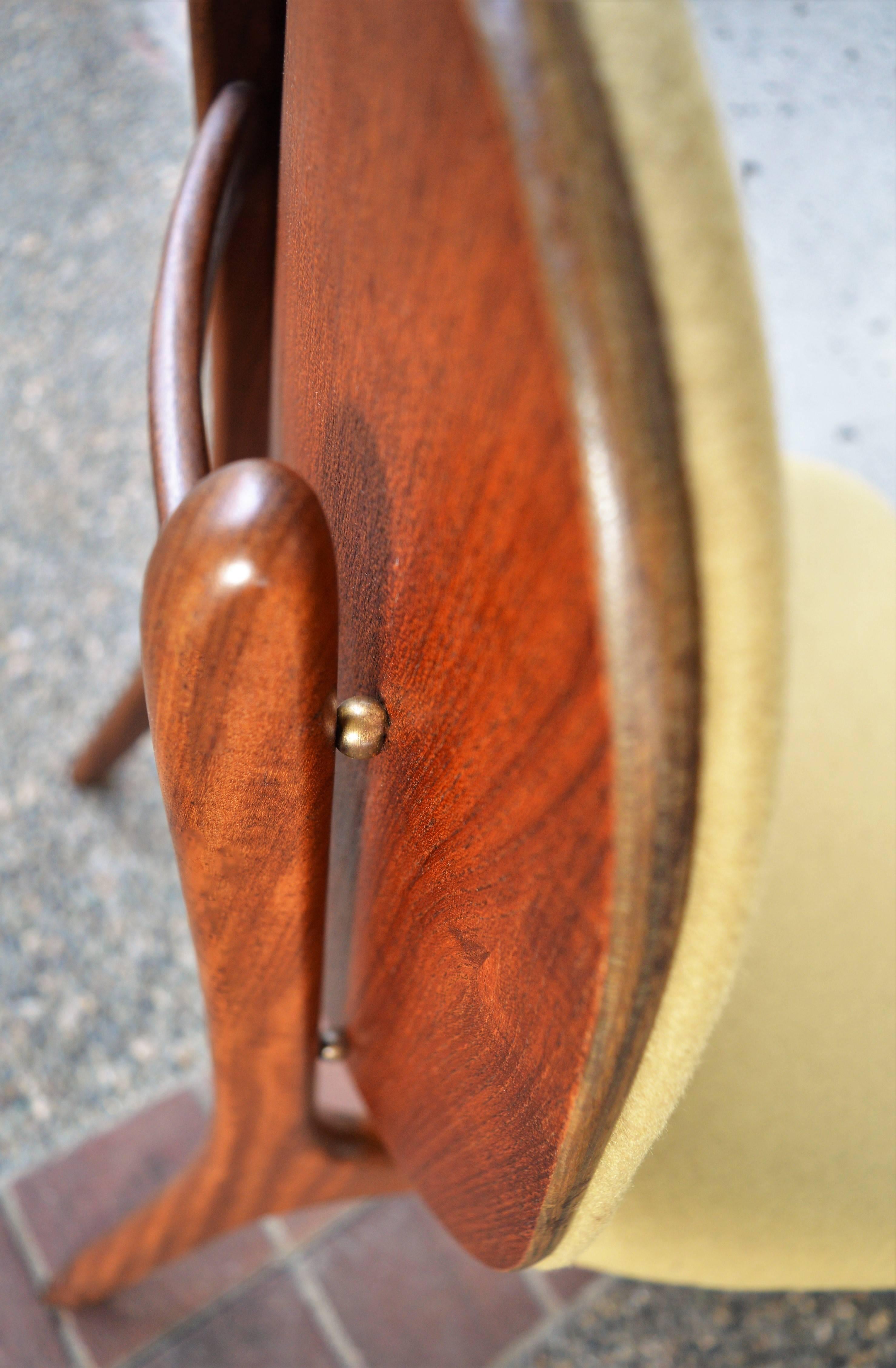 Set of Six Danish Teak Dining Chairs by Arne Hovmand-Olsen in Camel Wool In Excellent Condition In New Westminster, British Columbia