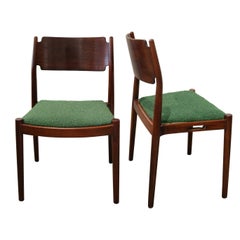 Set of 6 Danish Teak Dining Chairs in Green Bouclé, 1960s