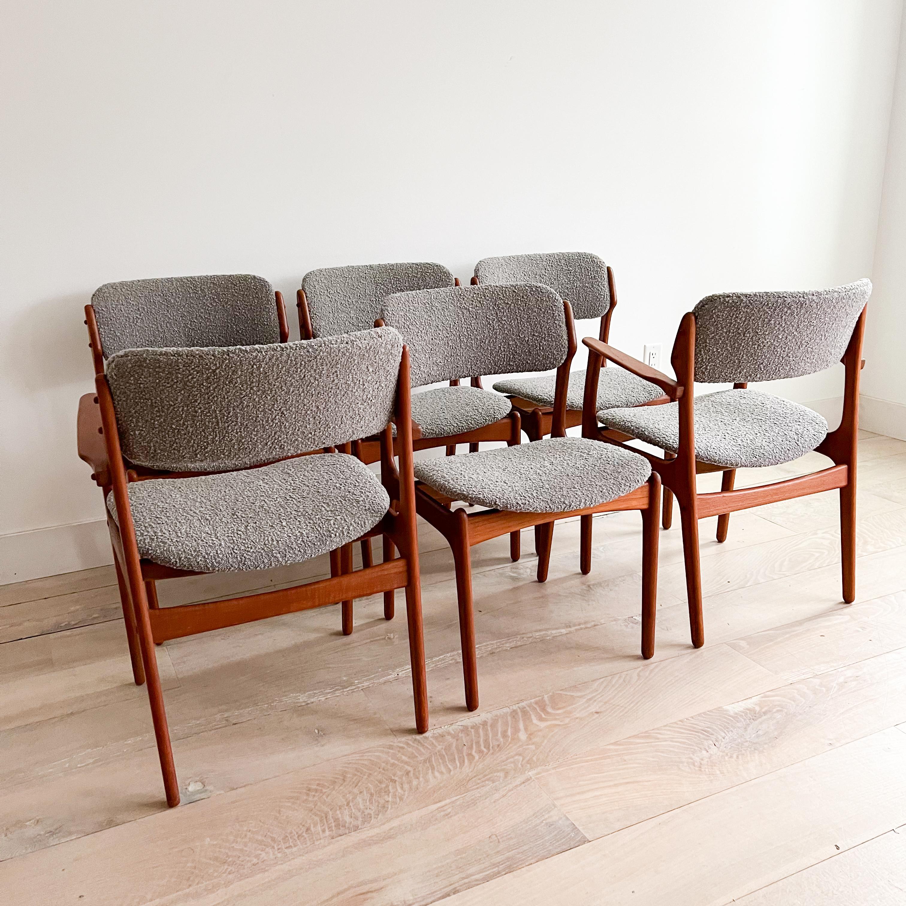 Set of 6 Danish Teak Erik Buch Dining Chairs - New Upholstery 6