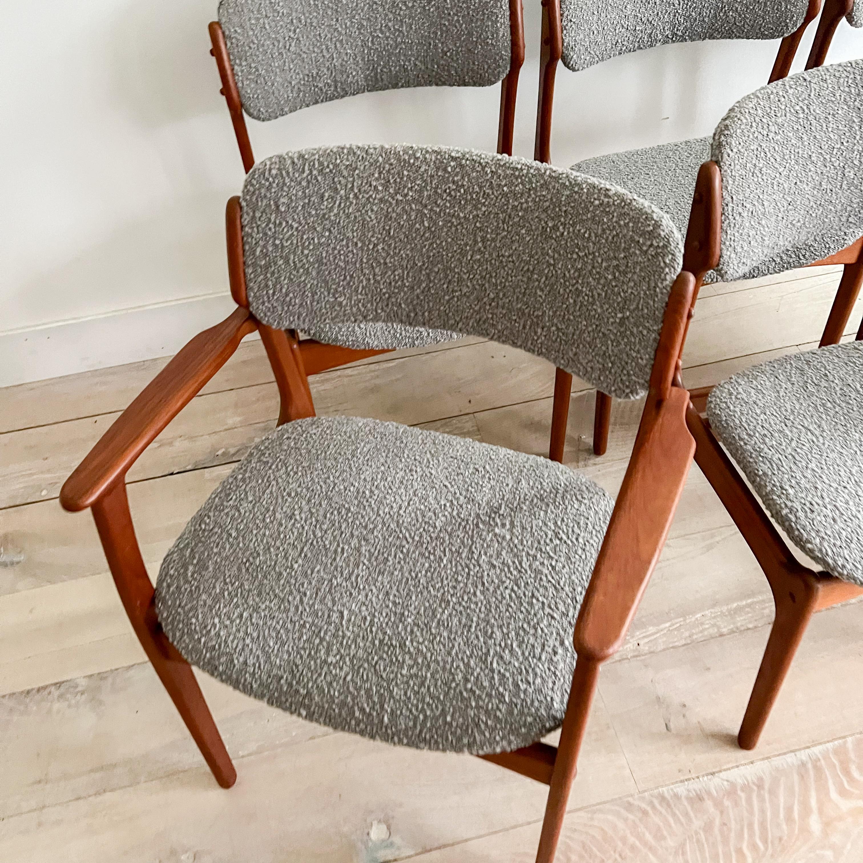 Mid-Century Modern Set of 6 Danish Teak Erik Buch Dining Chairs - New Upholstery