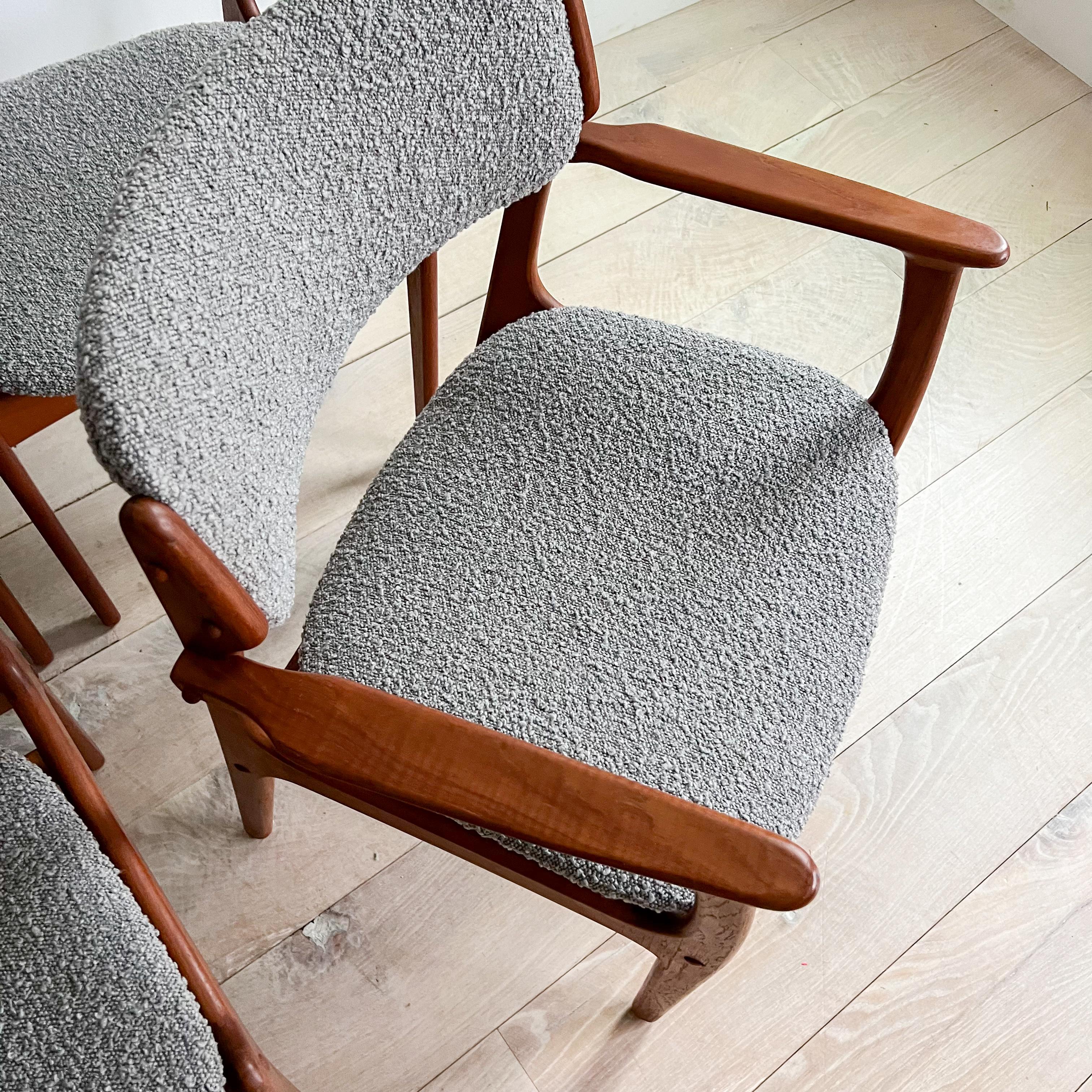 Set of 6 Danish Teak Erik Buch Dining Chairs - New Upholstery In Good Condition In Asheville, NC
