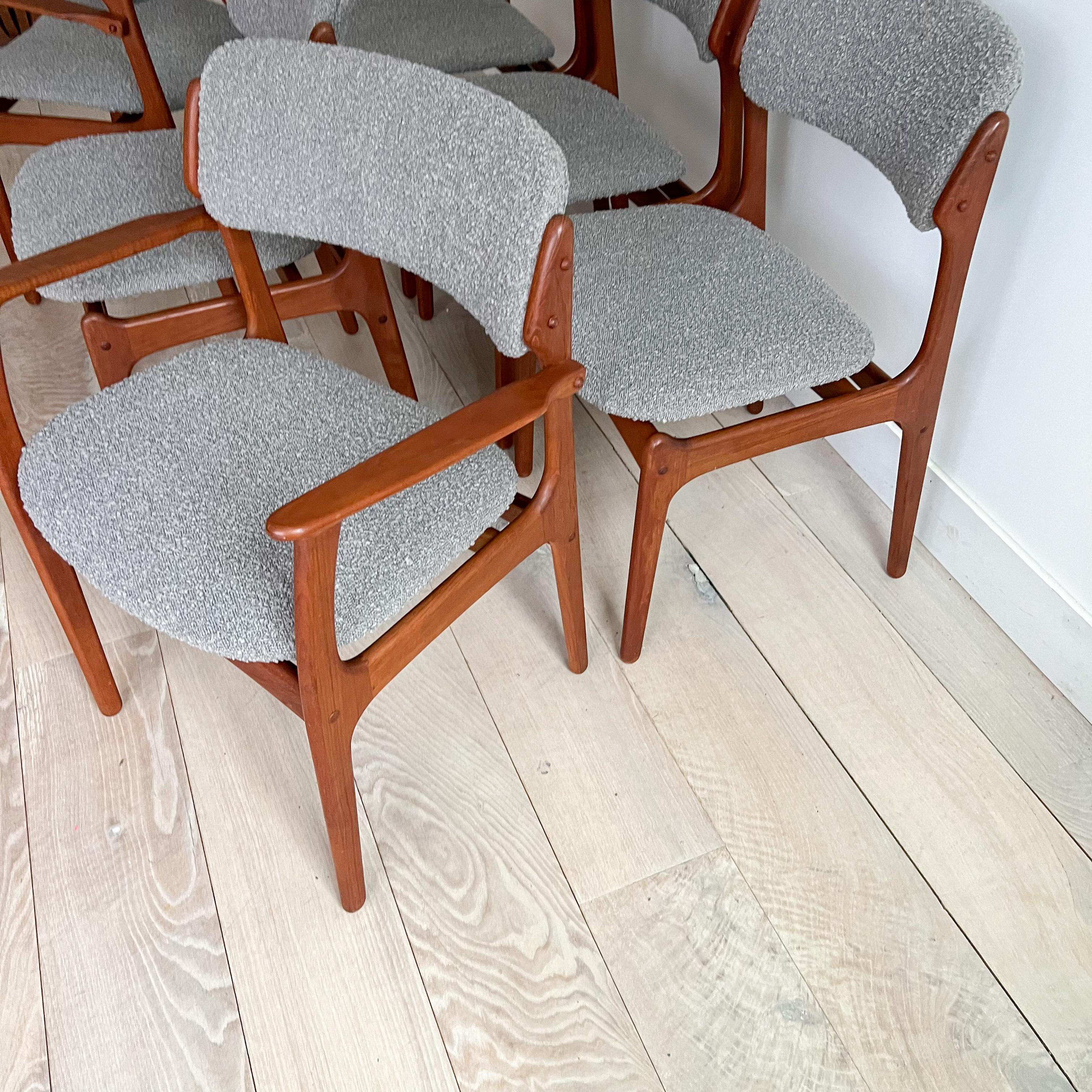 Mid-20th Century Set of 6 Danish Teak Erik Buch Dining Chairs - New Upholstery