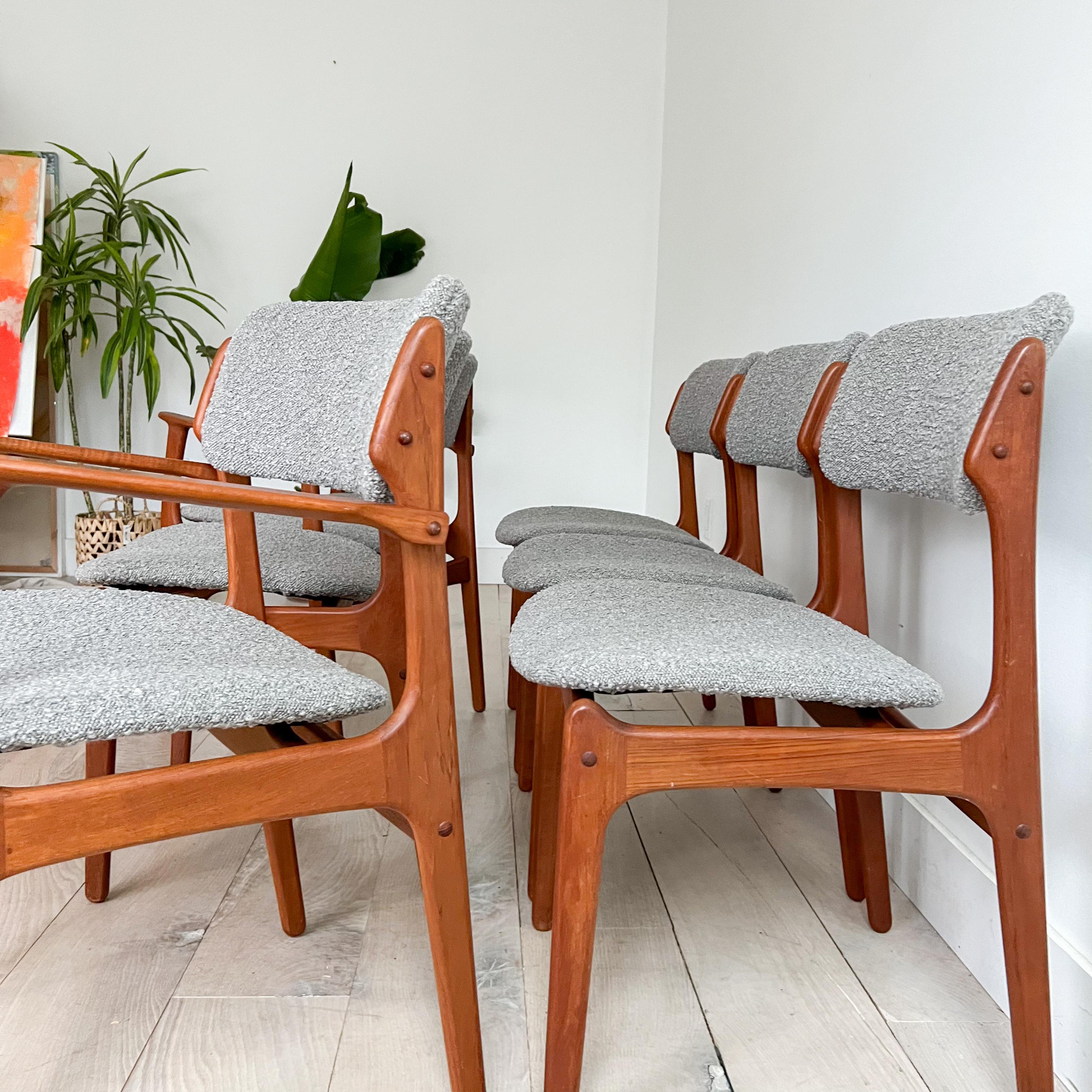 Set of 6 Danish Teak Erik Buch Dining Chairs - New Upholstery 1