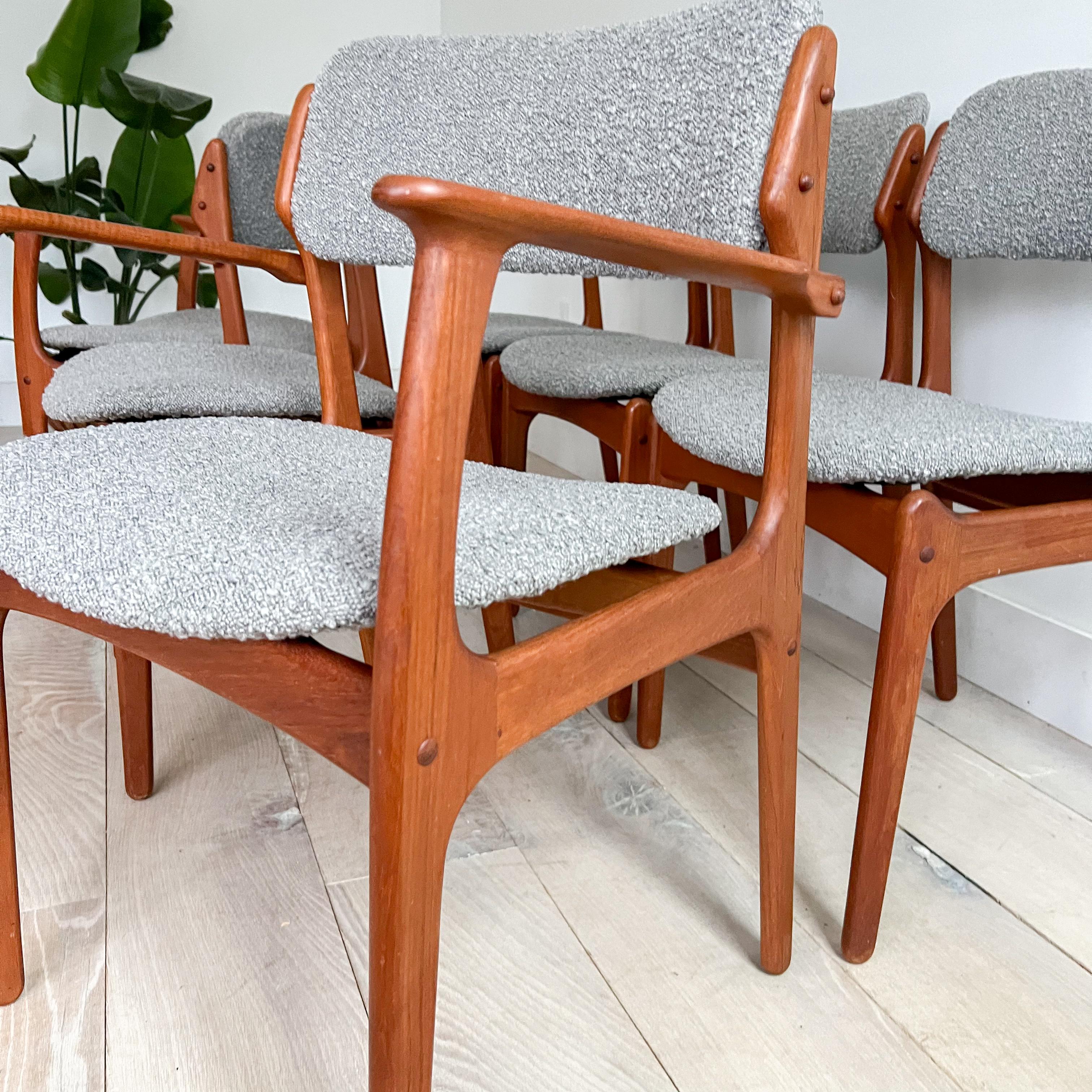 Set of 6 Danish Teak Erik Buch Dining Chairs - New Upholstery 2