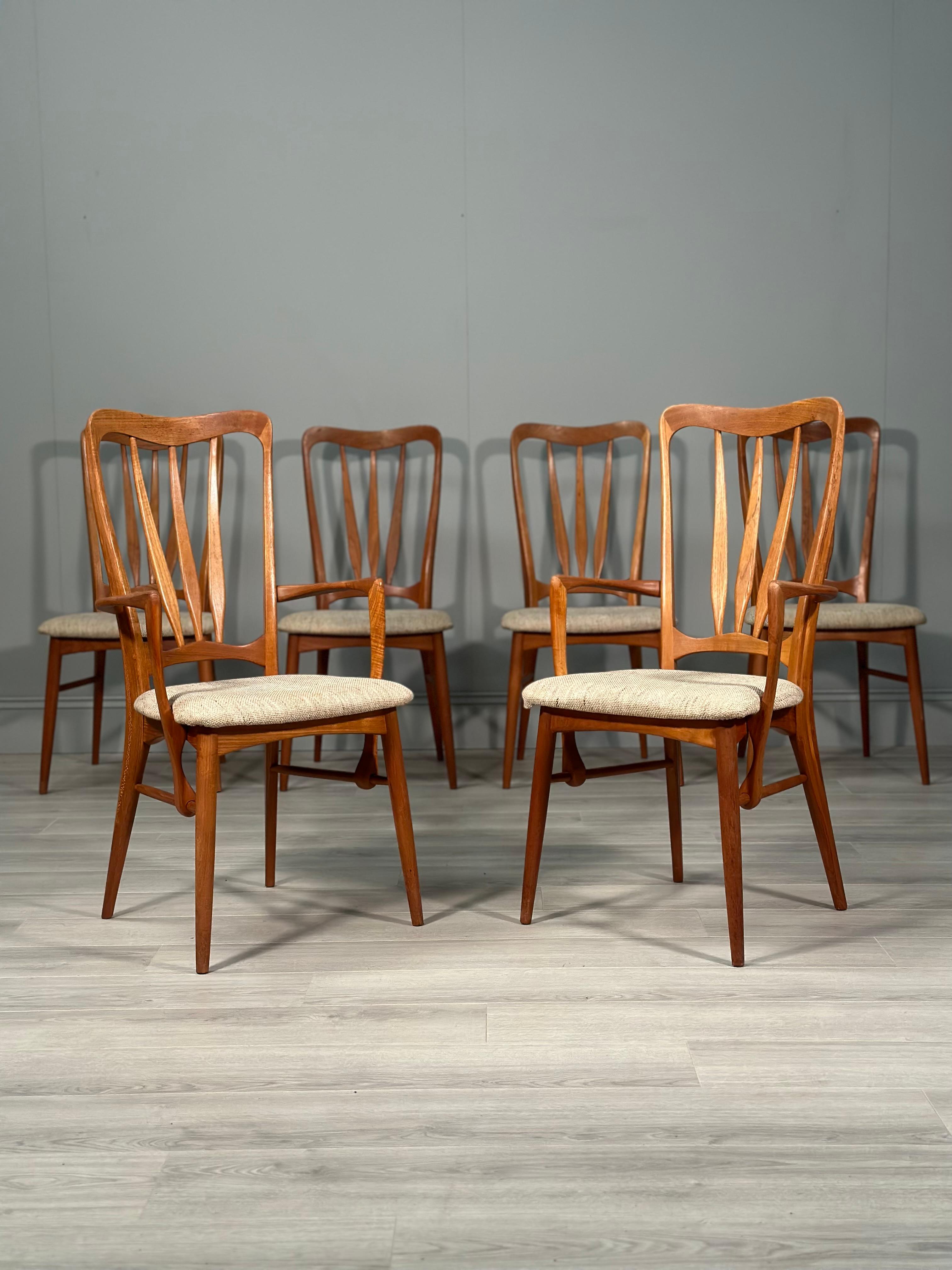 Set Of 6 Danish Teak Ingrid Dining Chairs By Niels Koefoed 6