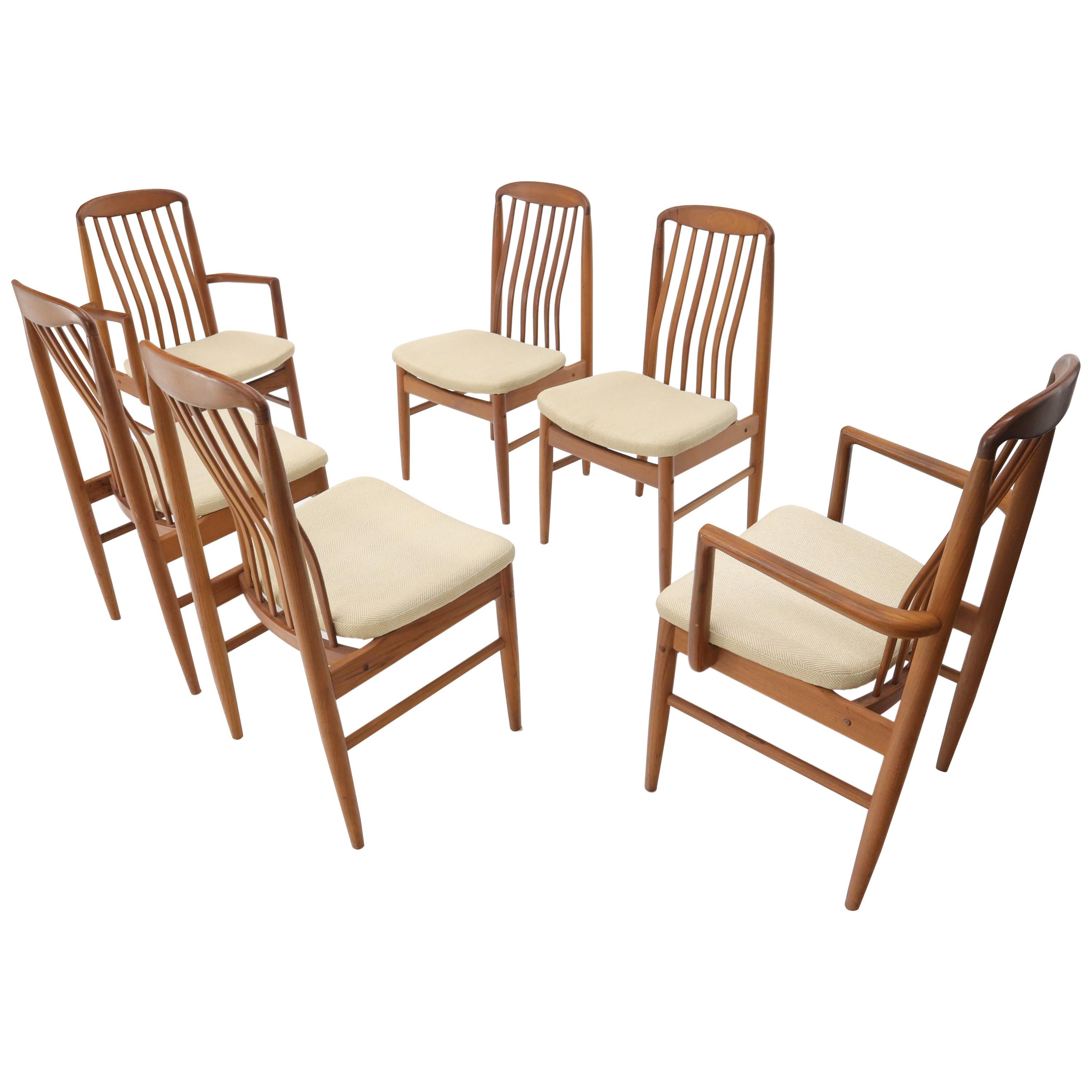 Set of 6 Danish Teak Mid-Century Modern Dining Chairs