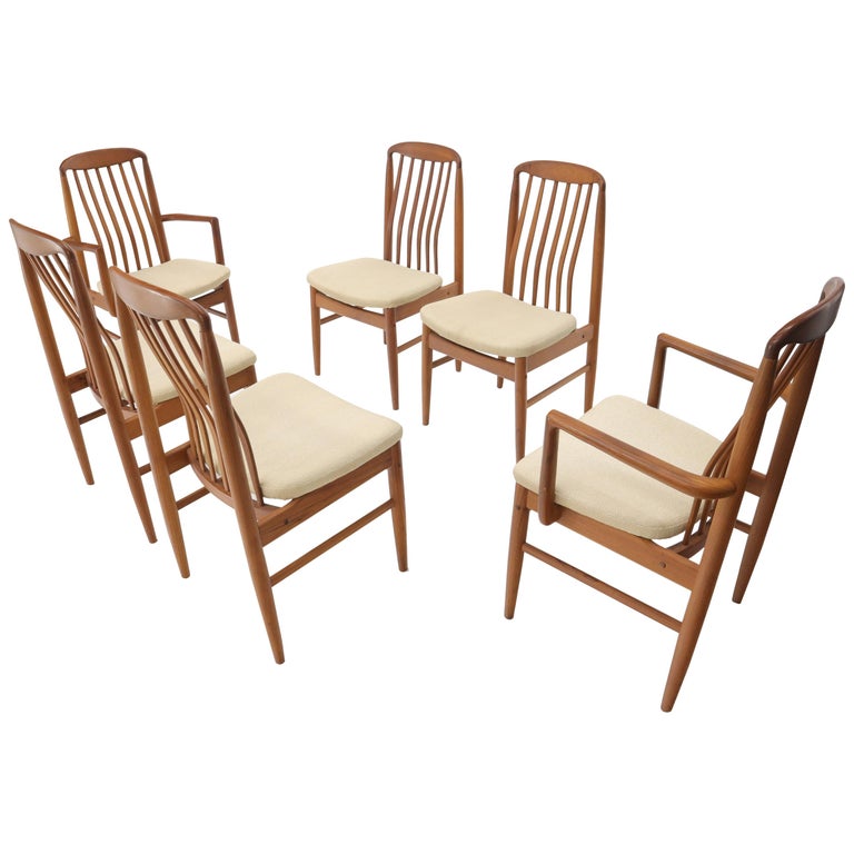 Set Of 6 Danish Teak Mid Century Modern, Mid Century Danish Modern High Back Dining Chairs