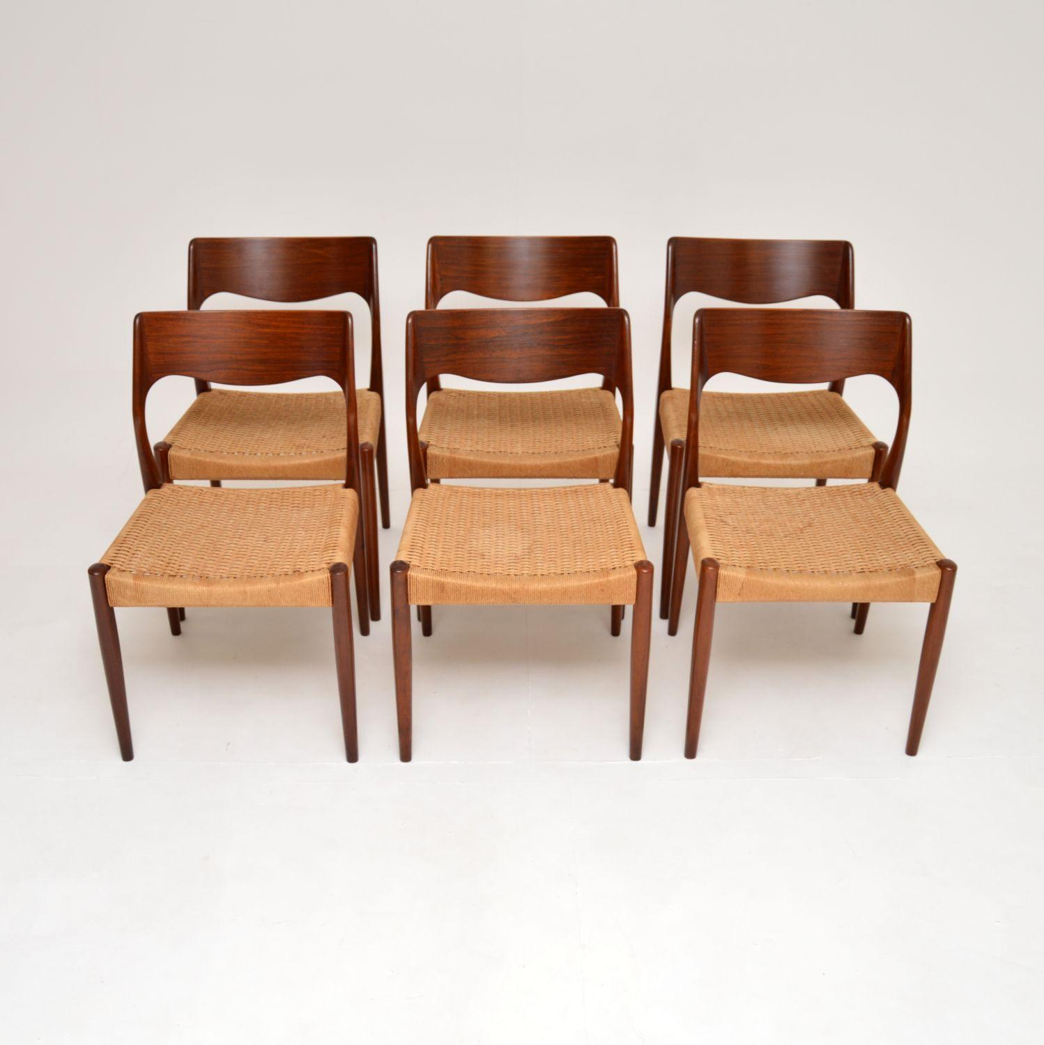 Mid-20th Century Set of 6 Danish Vintage Dining Chairs by Arne Hovmand-Olsen For Sale