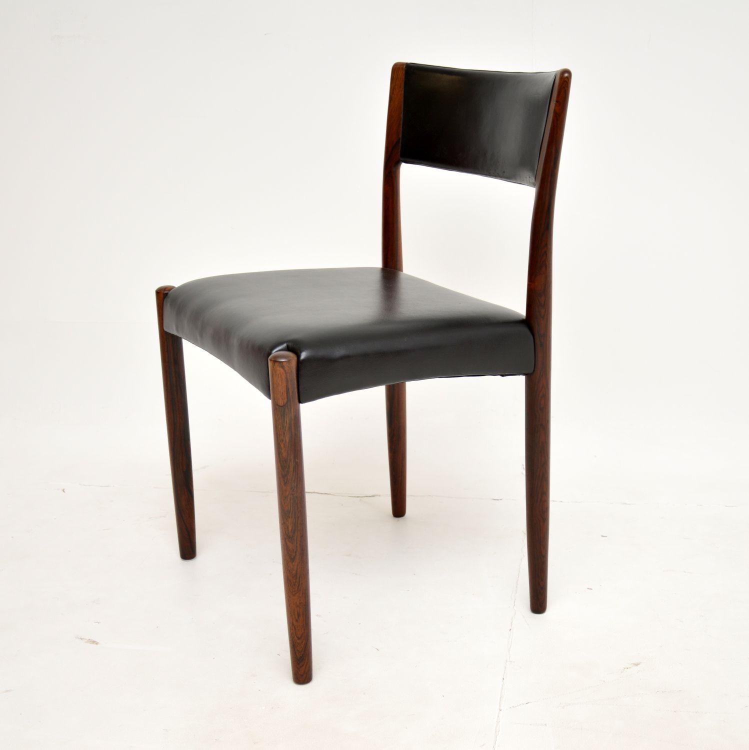 Leather Set of 6 Danish Vintage Dining Chairs by Harry Ostergaard For Sale