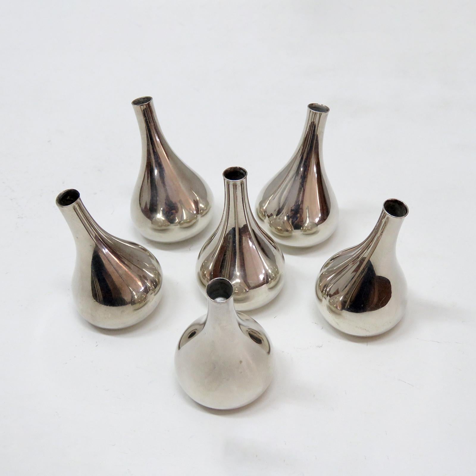 Silvered Set of 6 Dansk Candleholders by Jens Quistgaard, 1960 For Sale