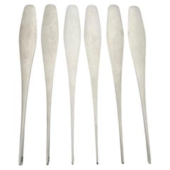 Set of 6 Dansk Denmark Sterling Silver Tjorn Flat Handle Butter Spreaders #20610
