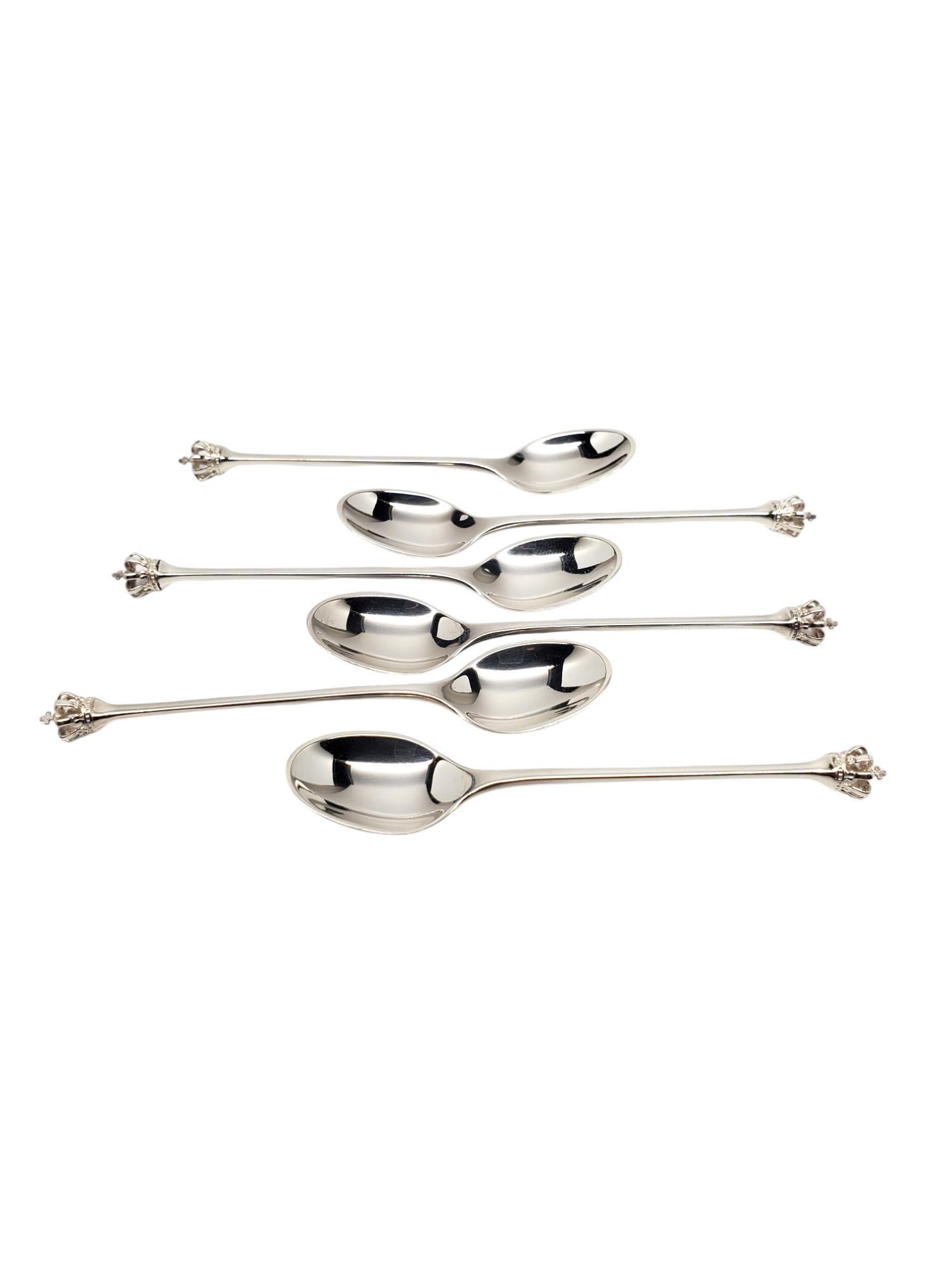 Set of 6 Dansk Guldindustri Sterling Denmark Crown Finial Spoons  #19692 In Good Condition In Washington Depot, CT