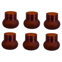 Set of 6 Dark Amber Glasses by Pulpo