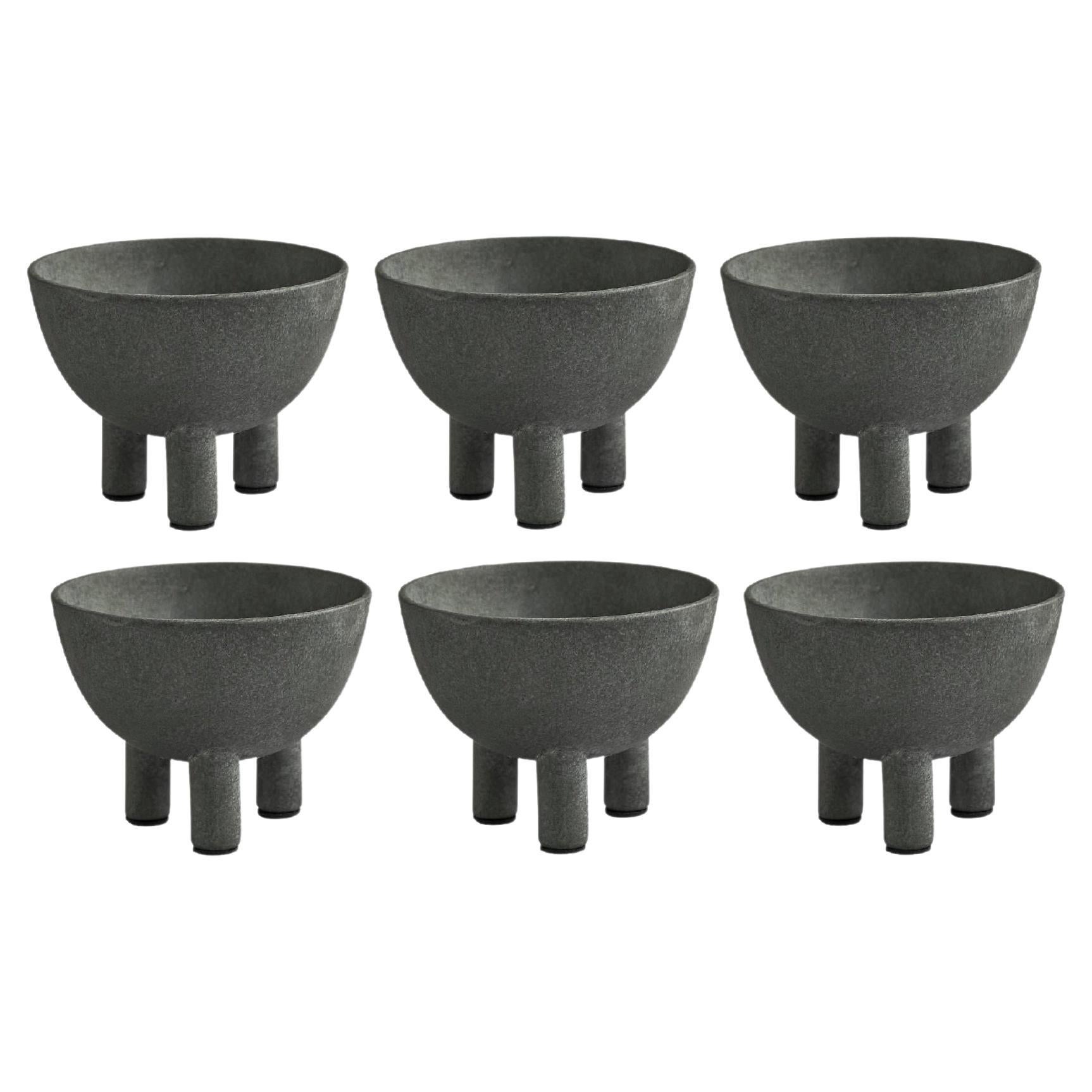 Set of 6 Dark Grey Duck Bowl Mini by 101 Copenhagen For Sale