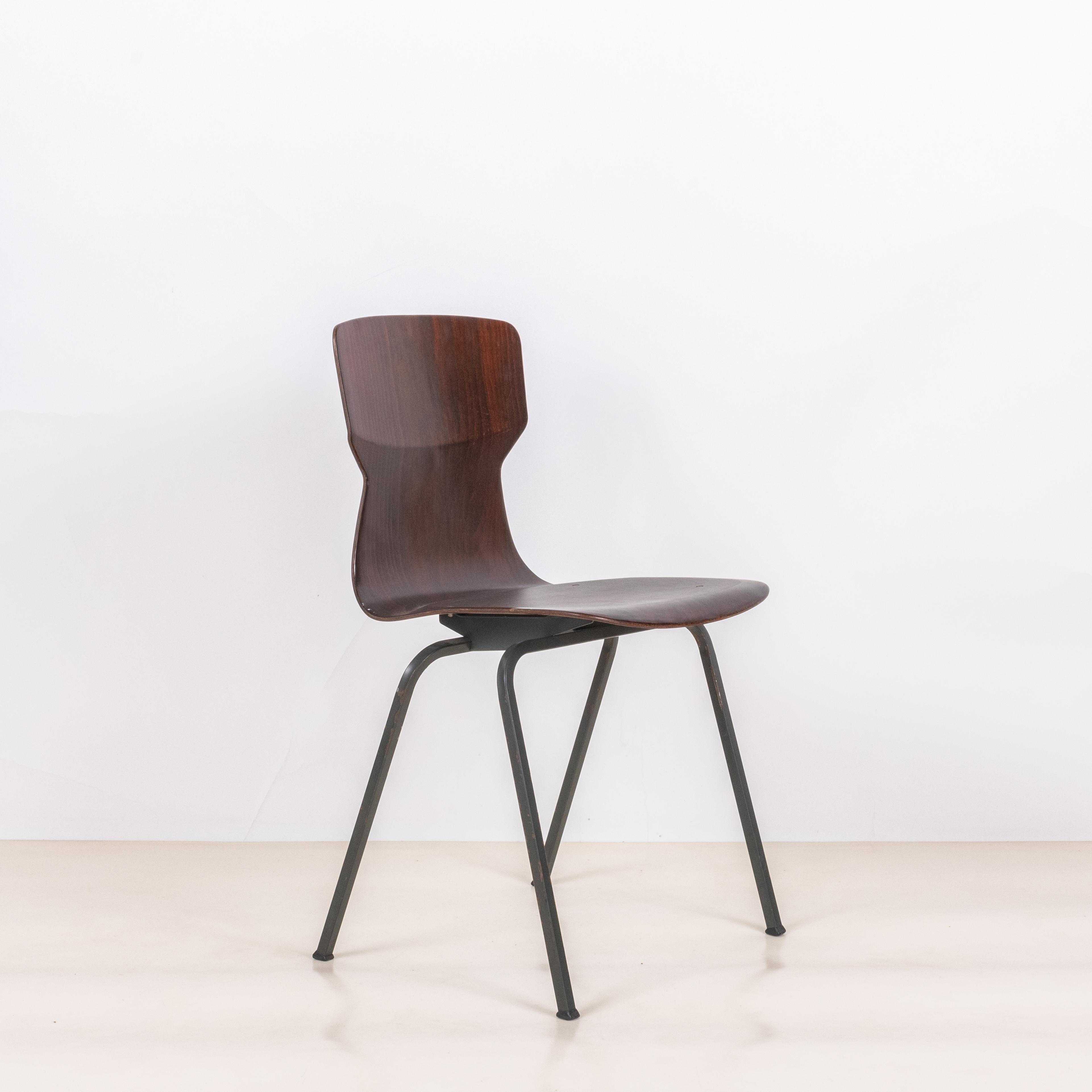 Modern Set of 6 Dark Wood Eromes Wijchen Dining Chairs For Sale