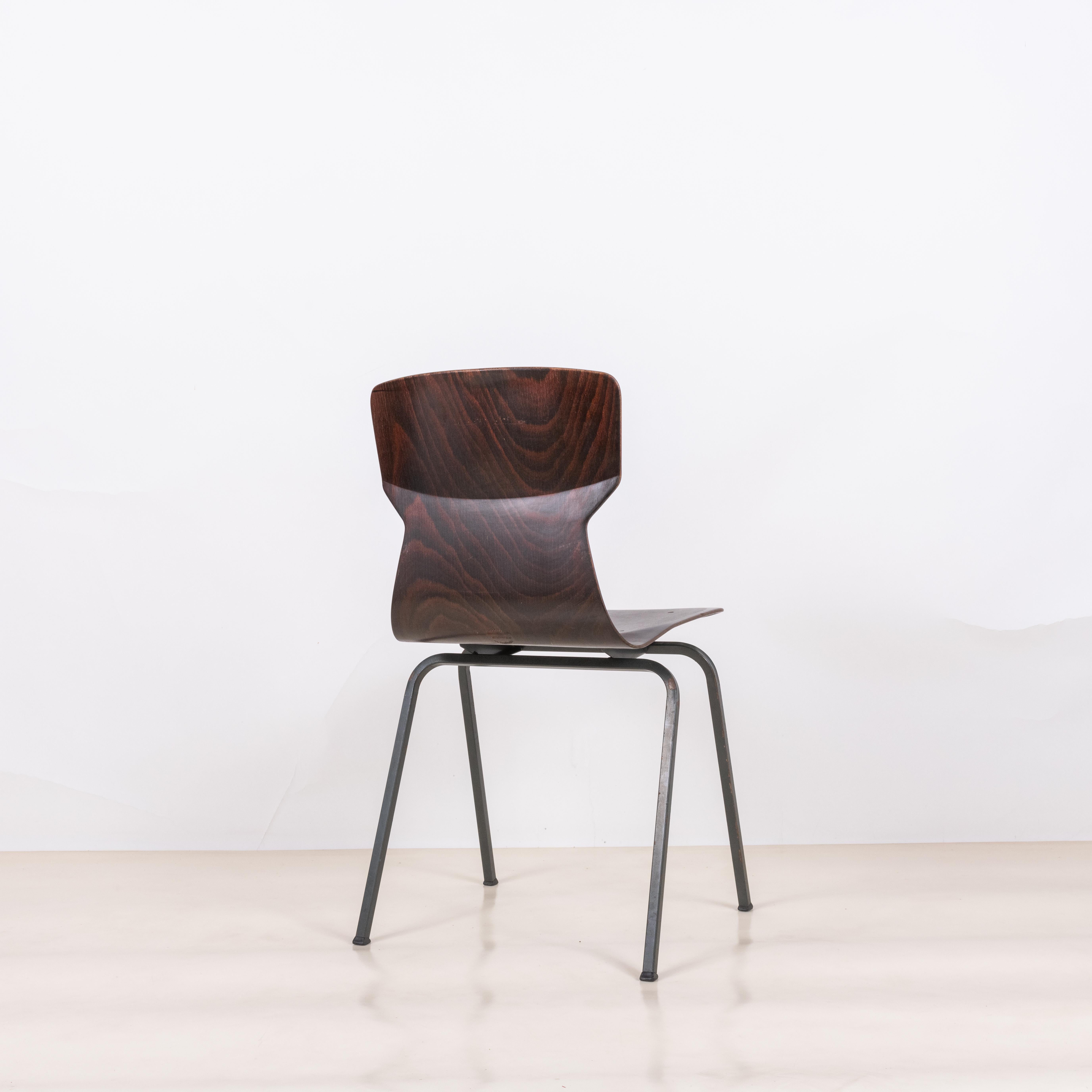 Dutch Set of 6 Dark Wood Eromes Wijchen Dining Chairs For Sale