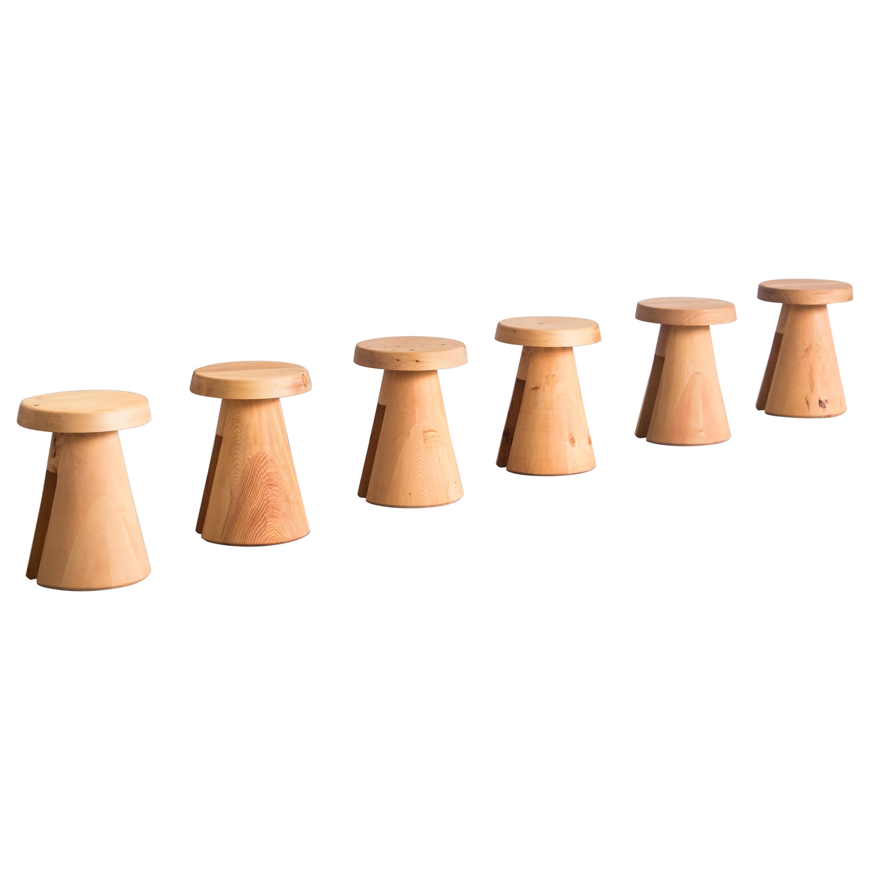 Set of 6 Data Stool in Solid Oregon by Atelier Thomas Serruys
