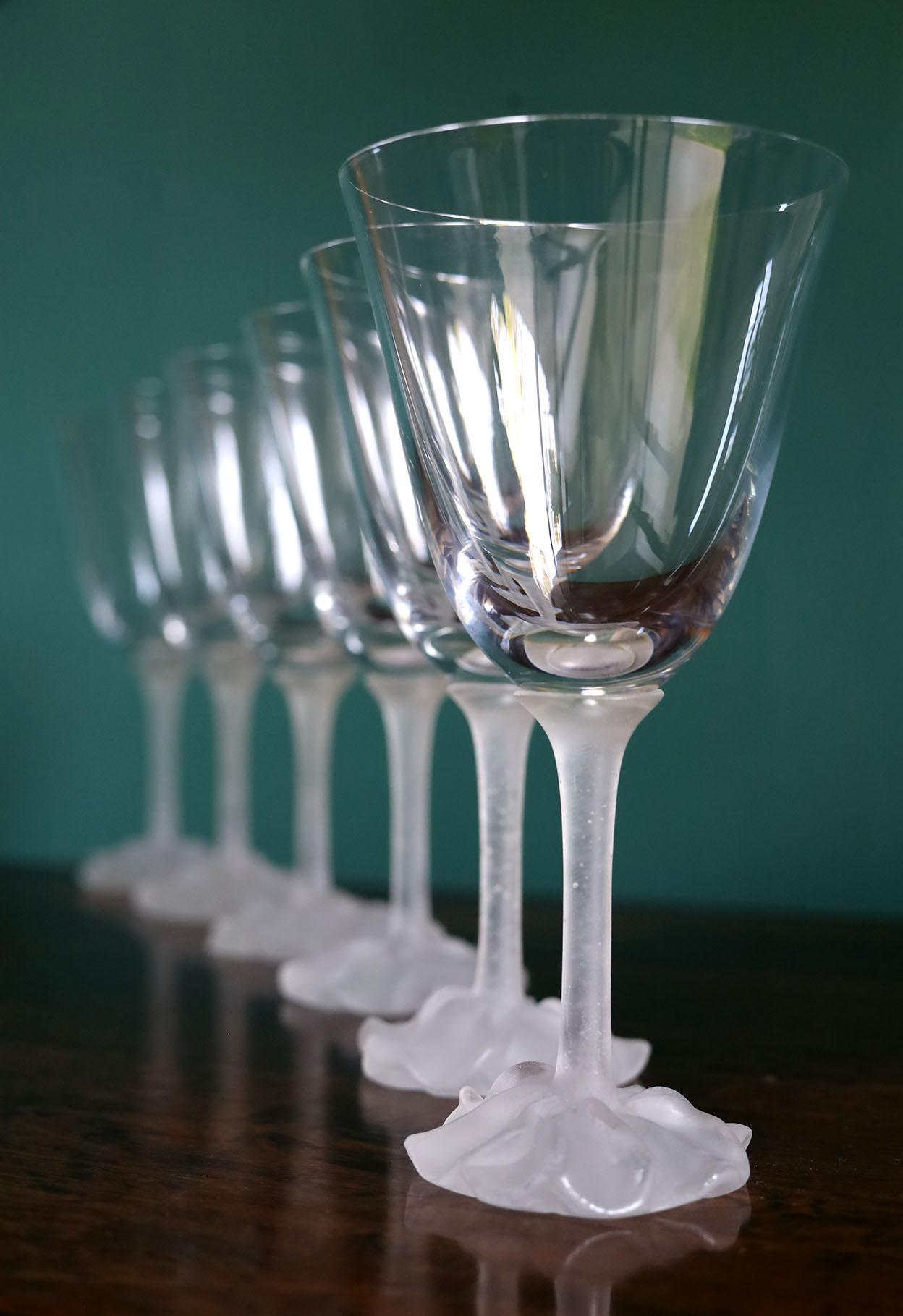 Sculpté Ensemble de 6 Daum  Verres à vin rouges « Bouton Rose » modèle en vente