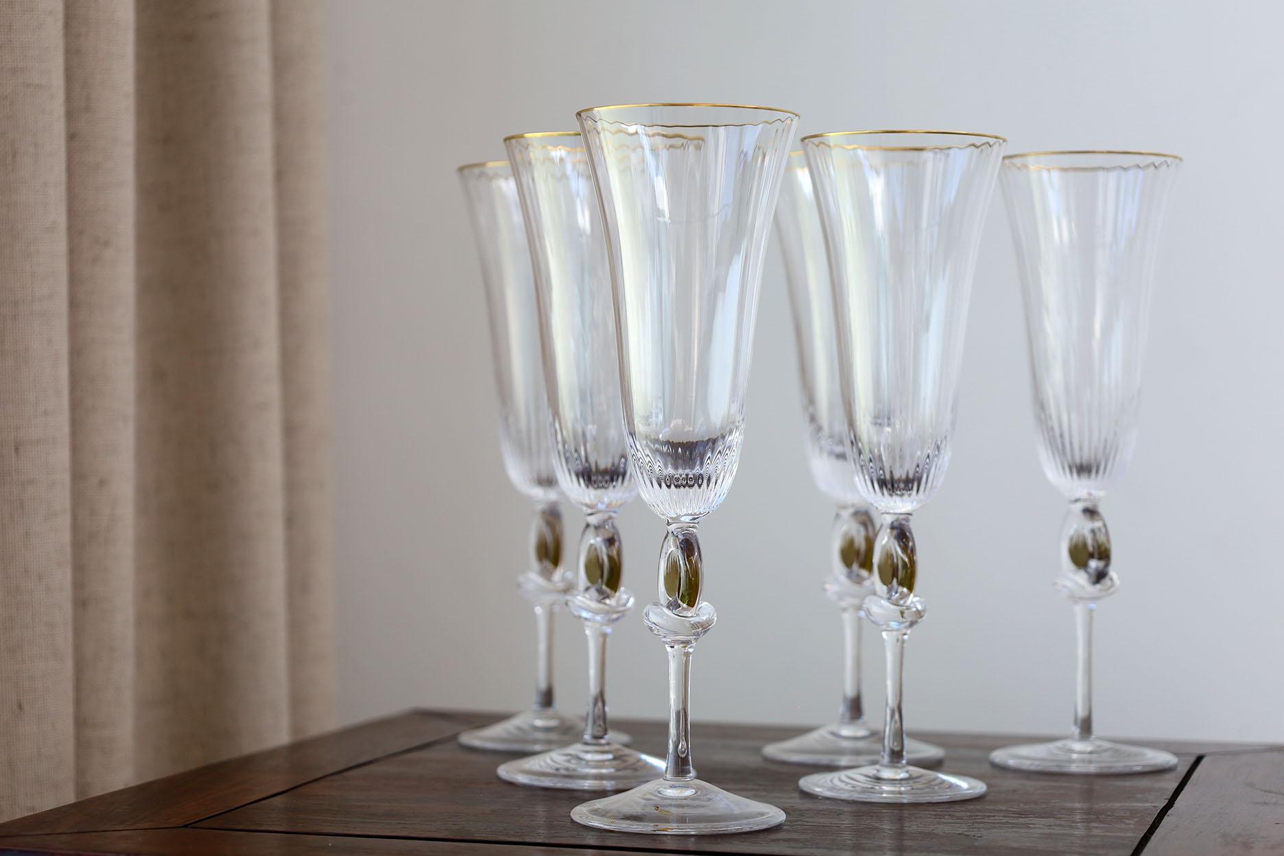 Cristal Ensemble de 6 flûtes à champagne DAUM Crystal en vente