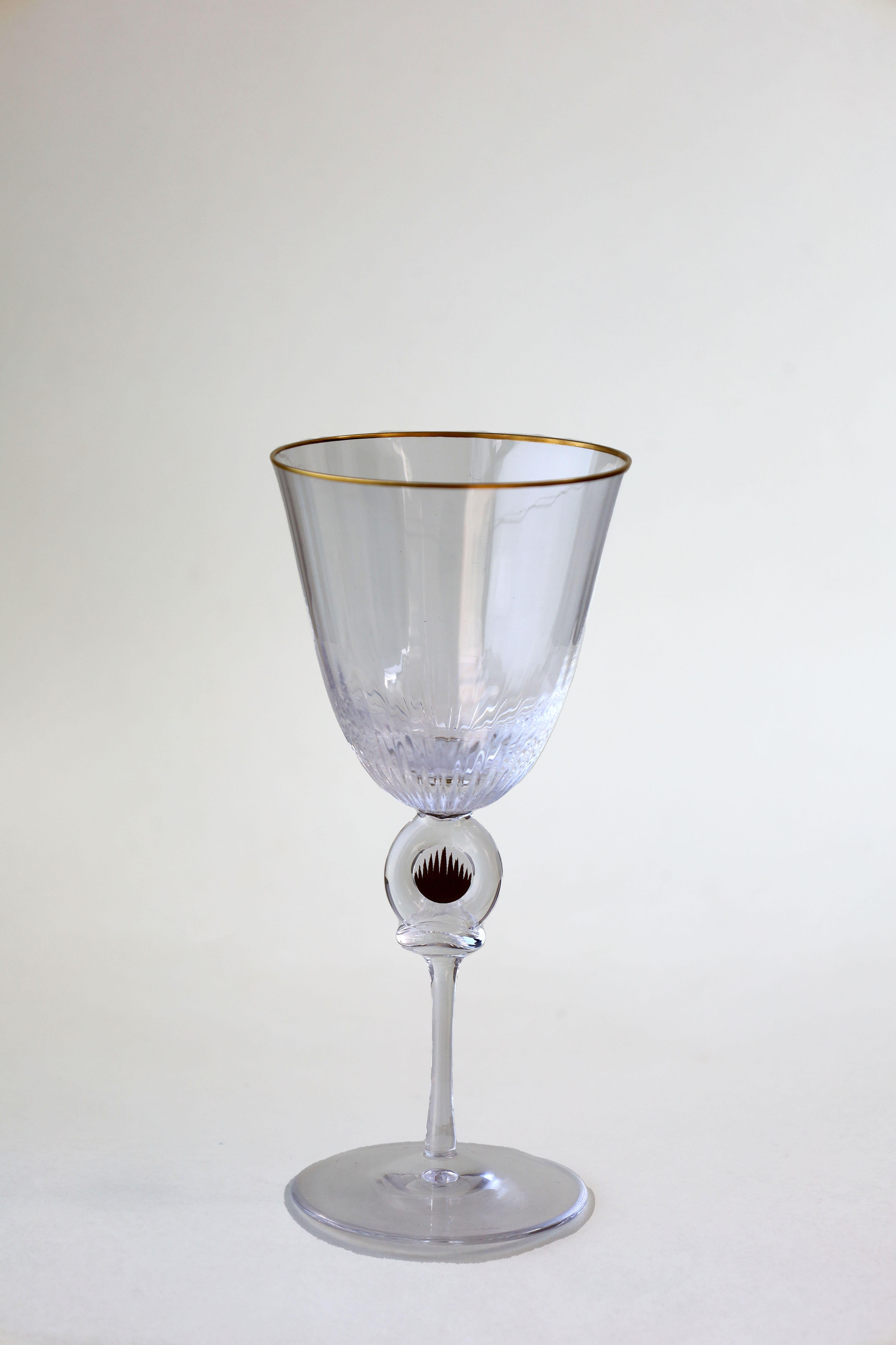 Aesthetic Movement Set of 6 DAUM Crystal Wine Glasses For Sale