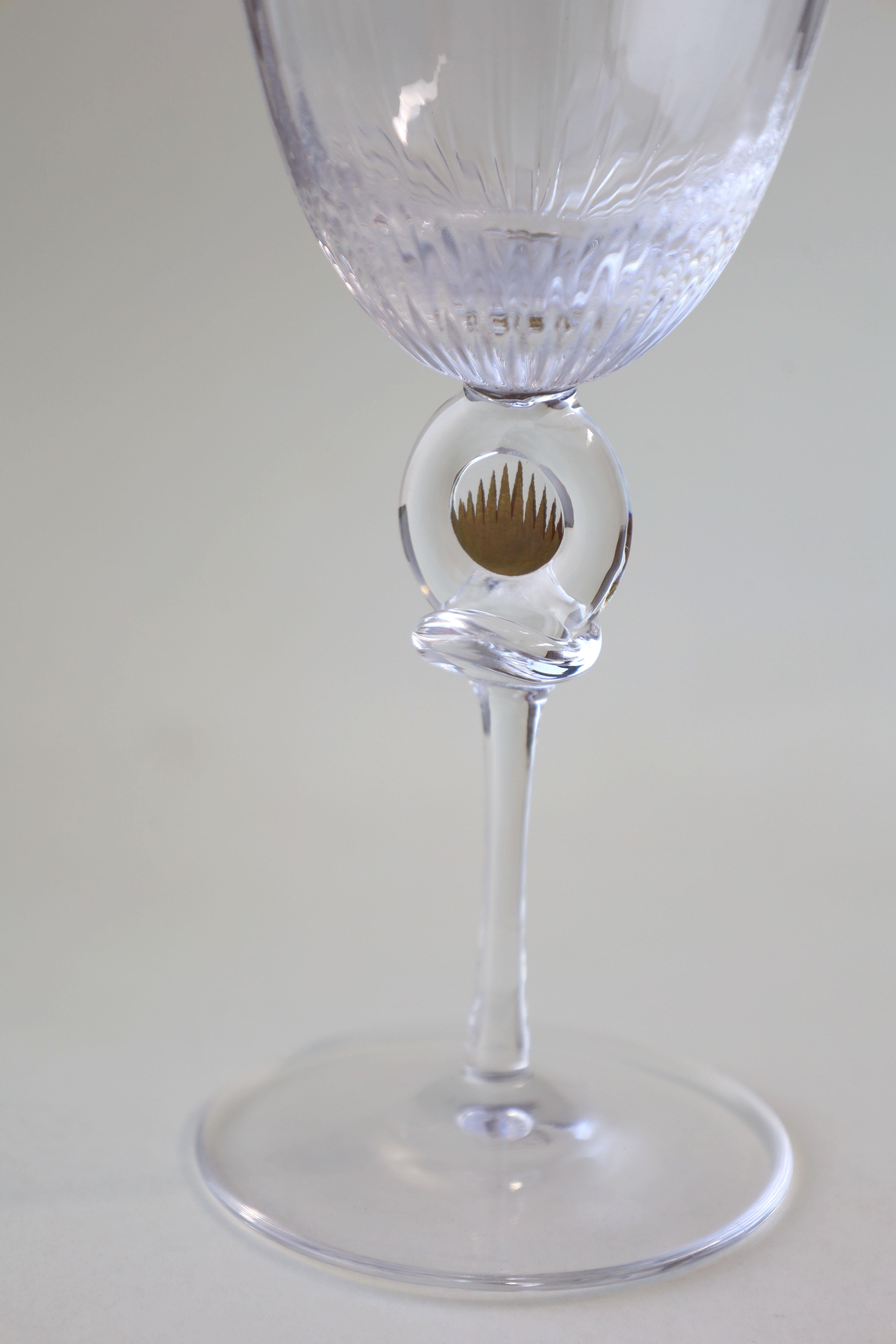 Set of 6 DAUM Crystal Wine Glasses In Good Condition For Sale In Mérida, YU