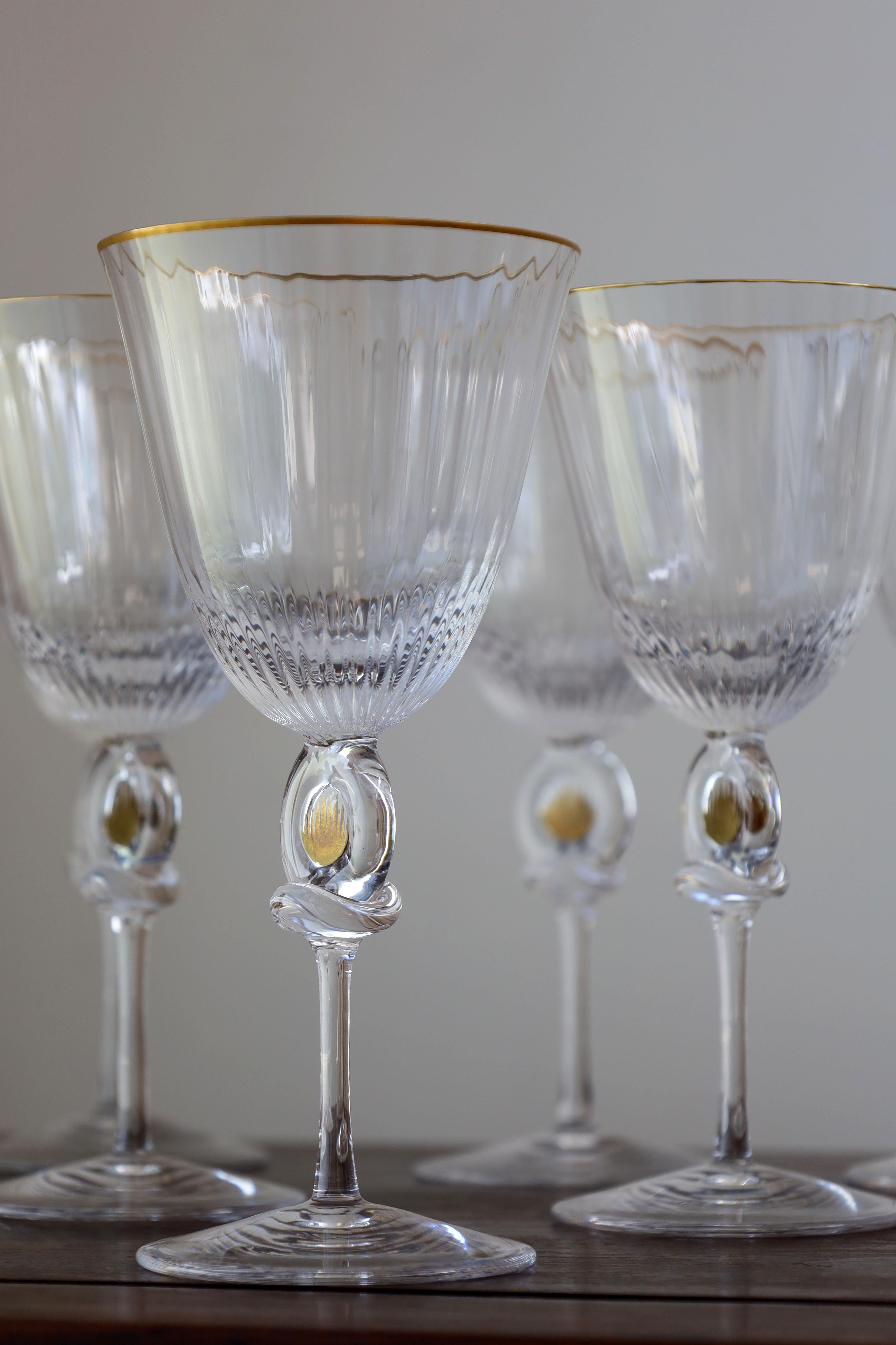 Late 20th Century Set of 6 DAUM Crystal Wine Glasses For Sale