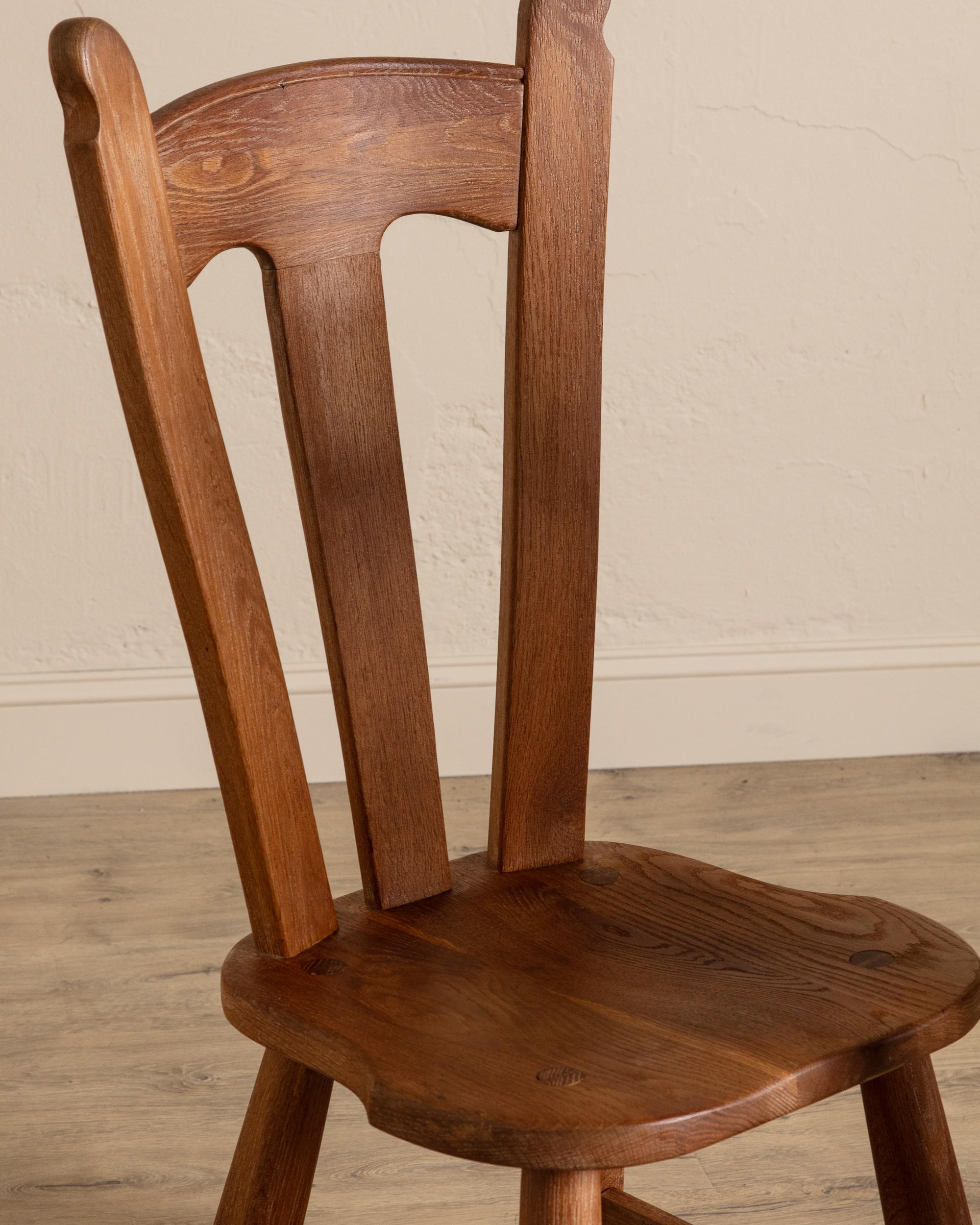 Set di 6 sedie da pranzo brutaliste De Puydt in Oak, Belgio, anni '70 in vendita 2